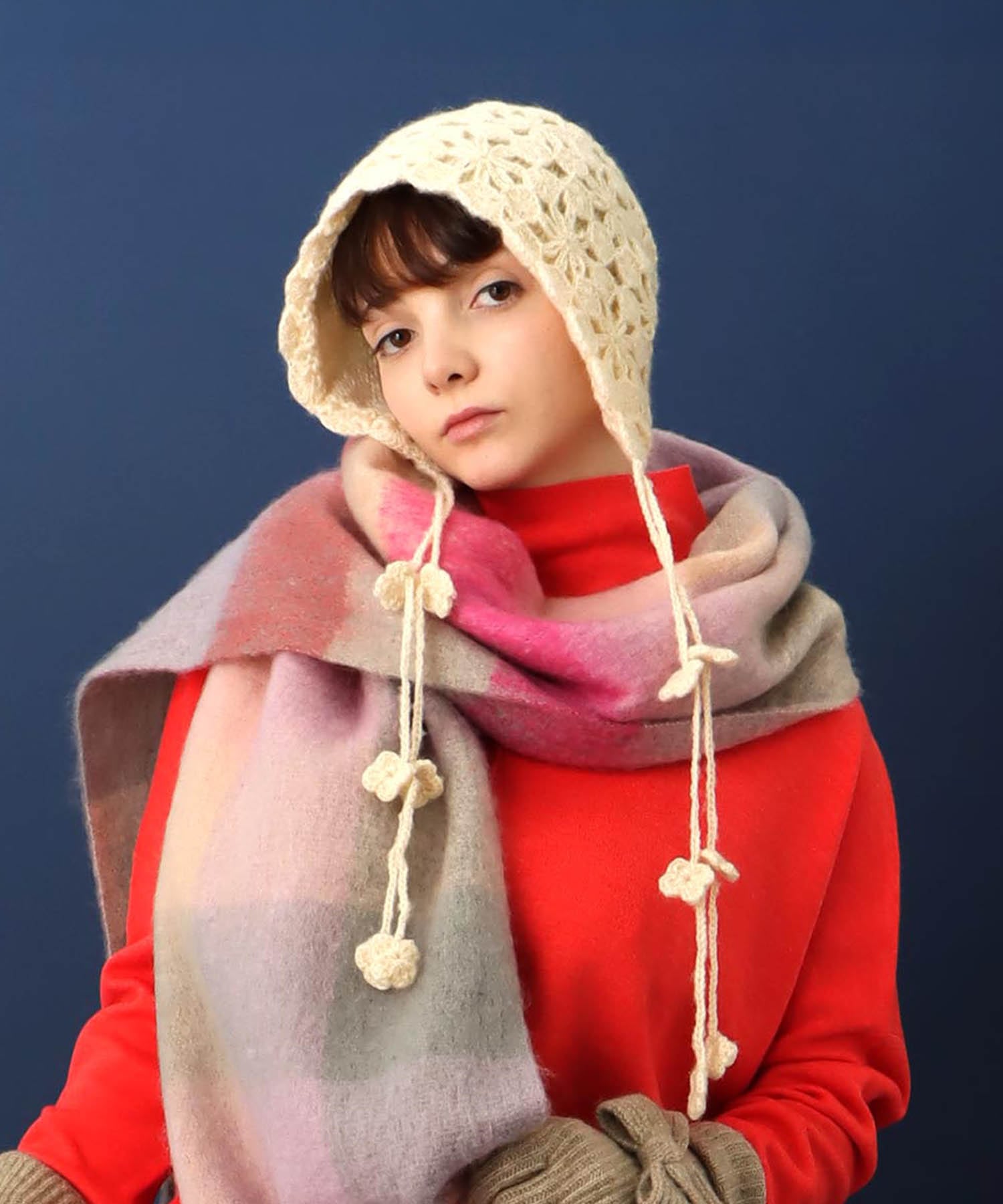 レース編みキャップ