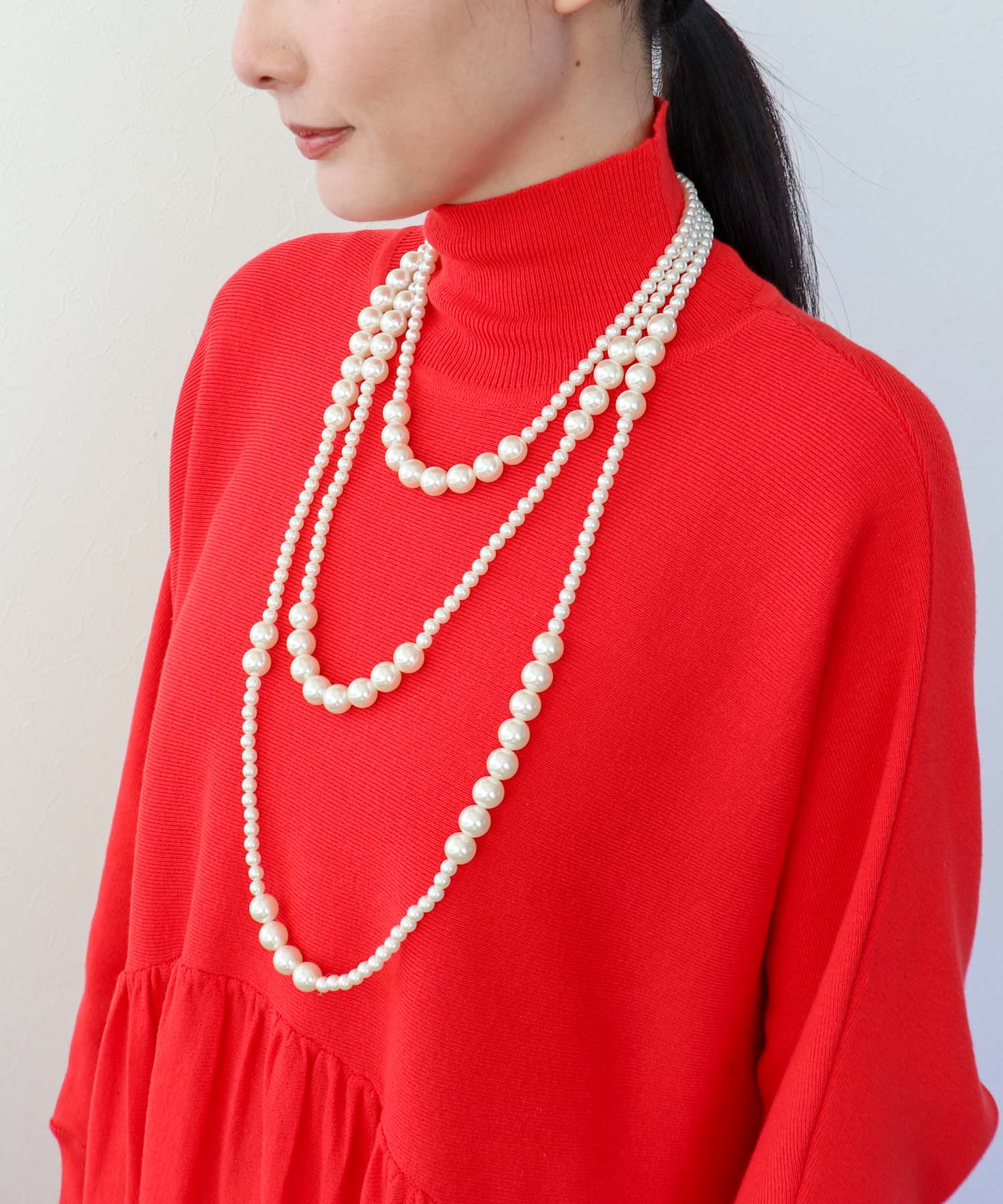 MIXパール3連ネックレス