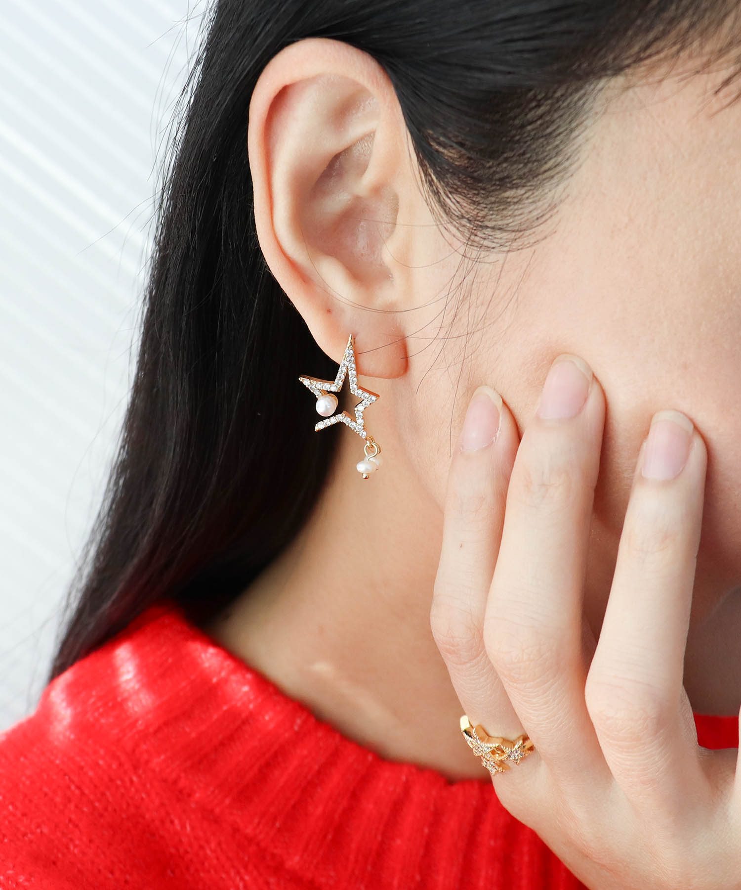 スター×淡水パールピアス