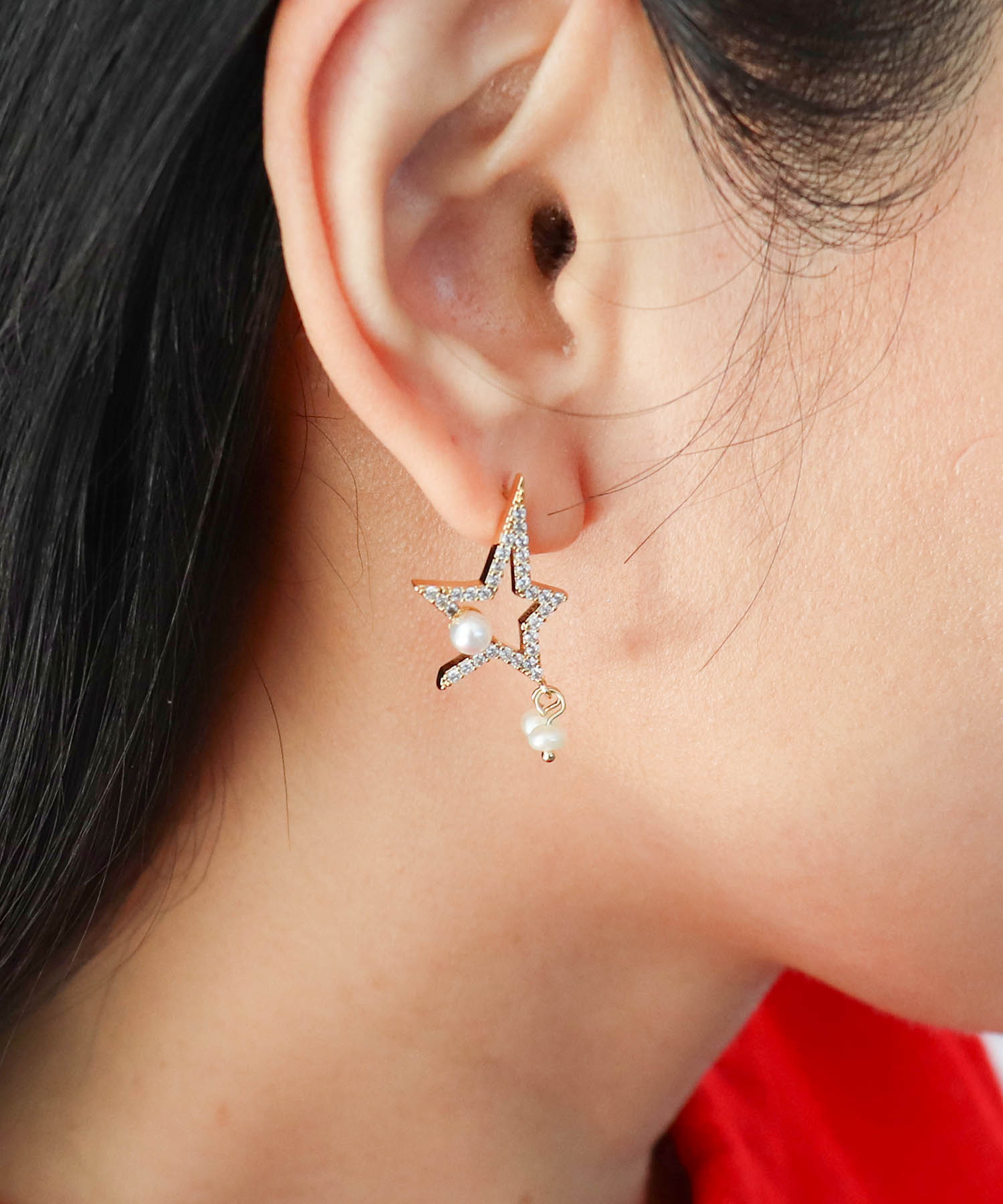 スター×淡水パールピアス