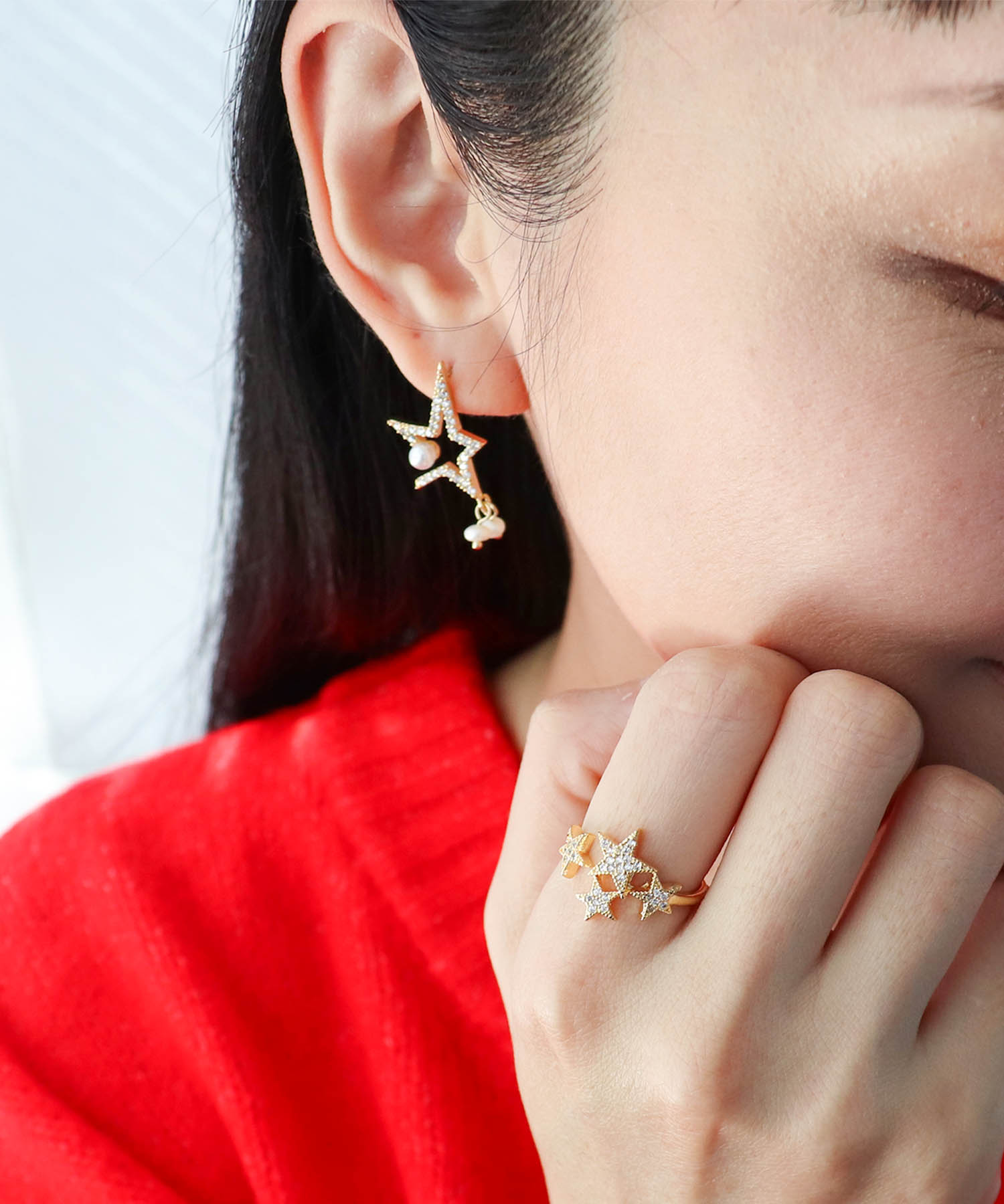 スター×淡水パールピアス