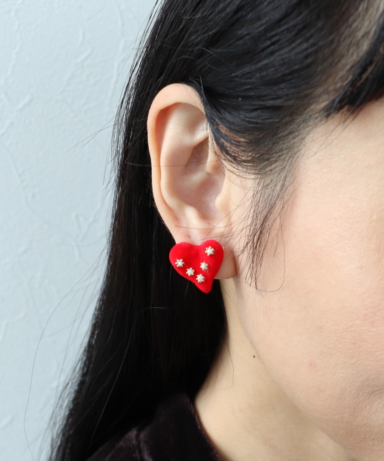 フラワー×フロッキーハートピアス