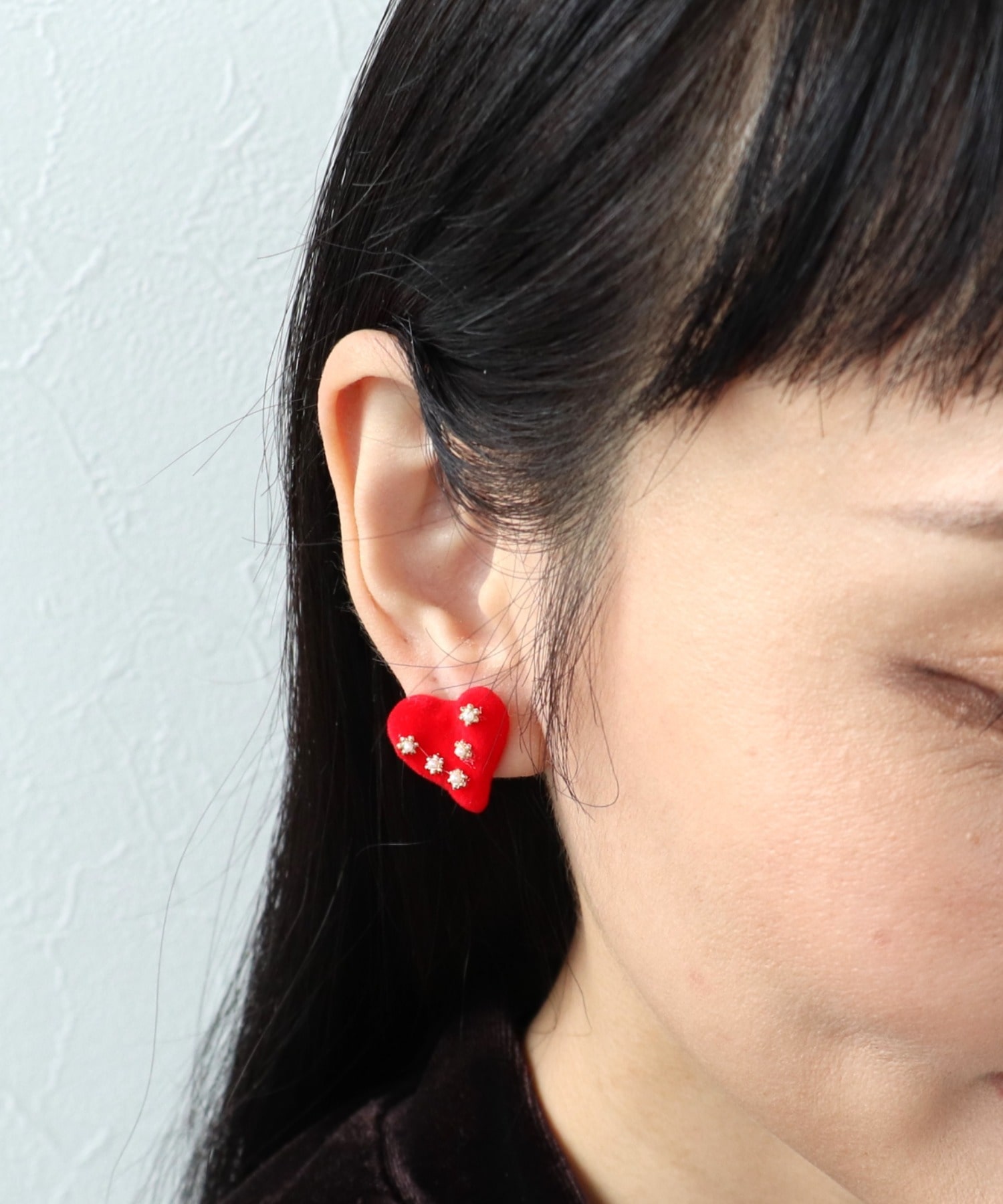 フラワー×フロッキーハートピアス
