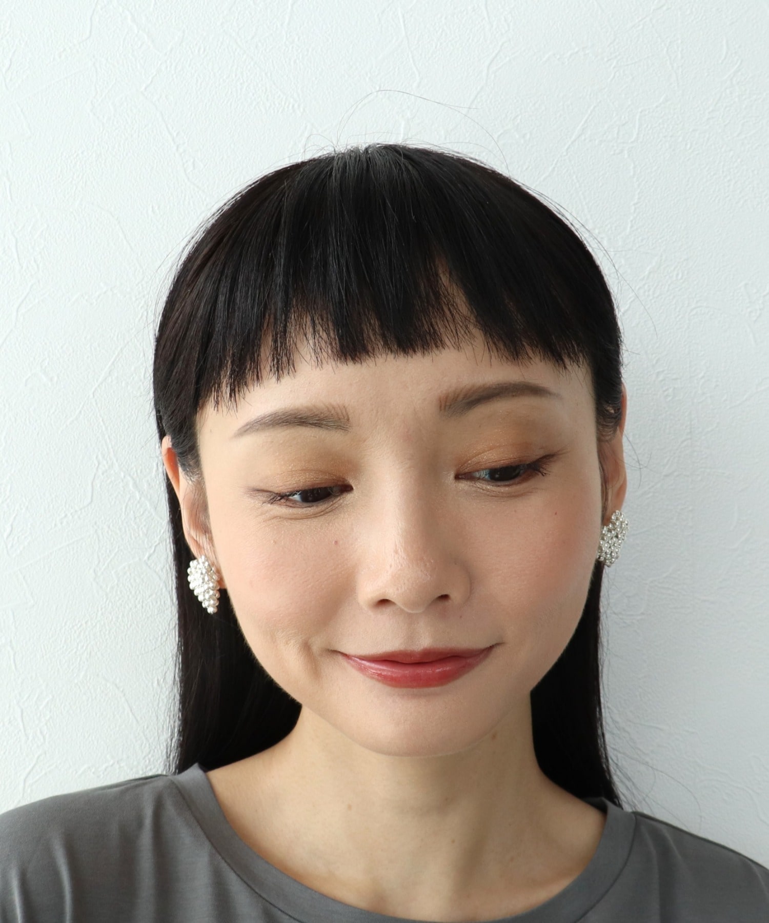 パール編みハートピアス