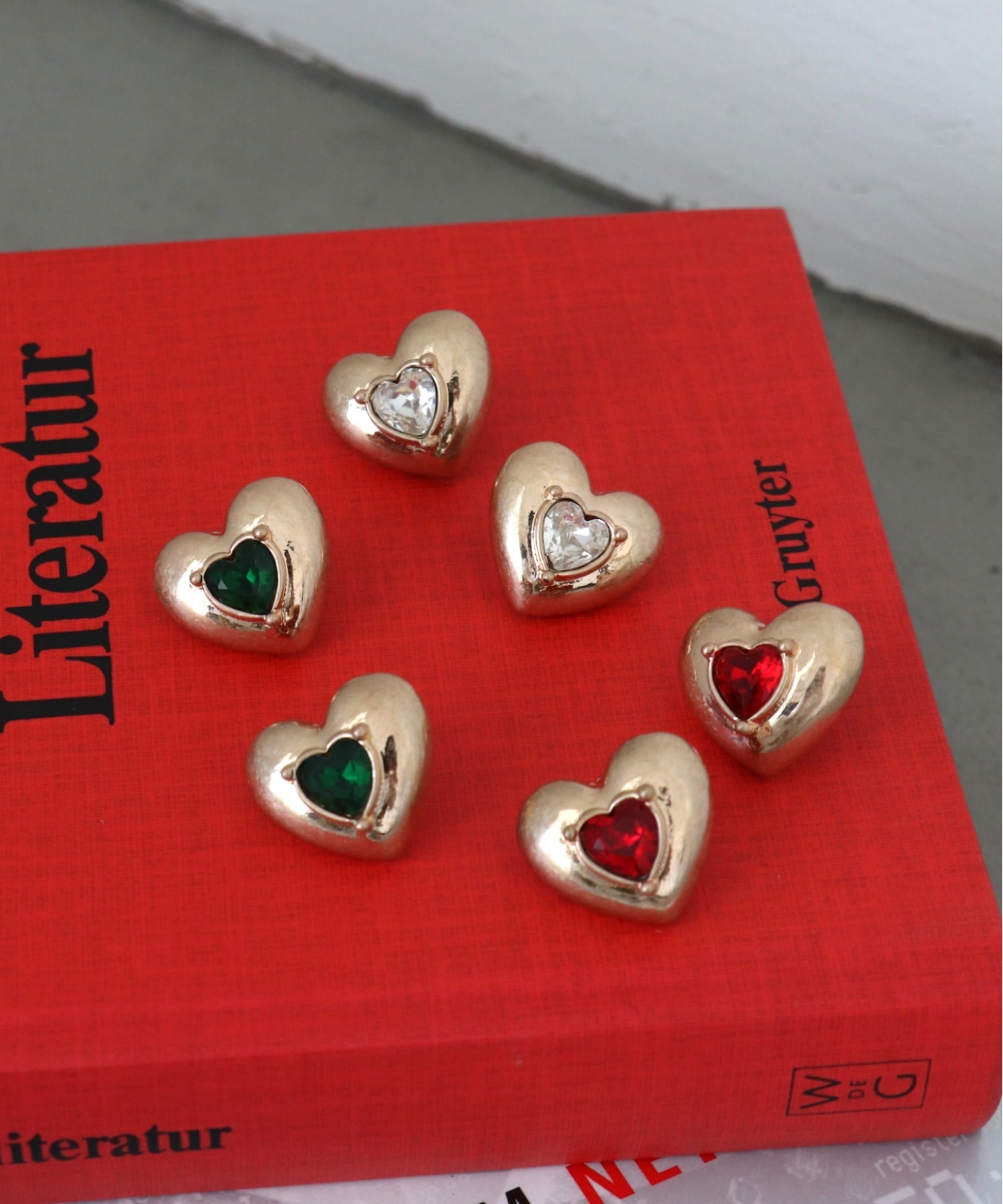 カラーストーンハートピアス