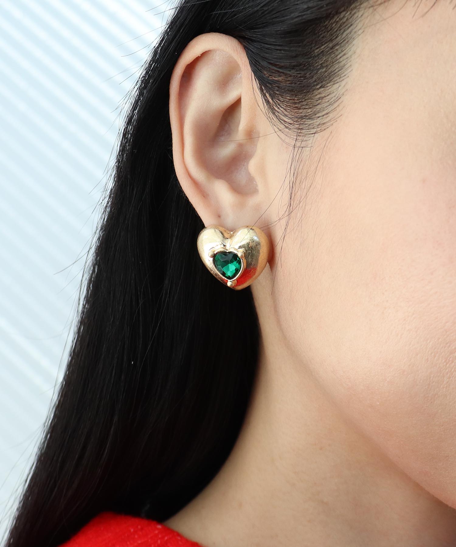 カラーストーンハートピアス