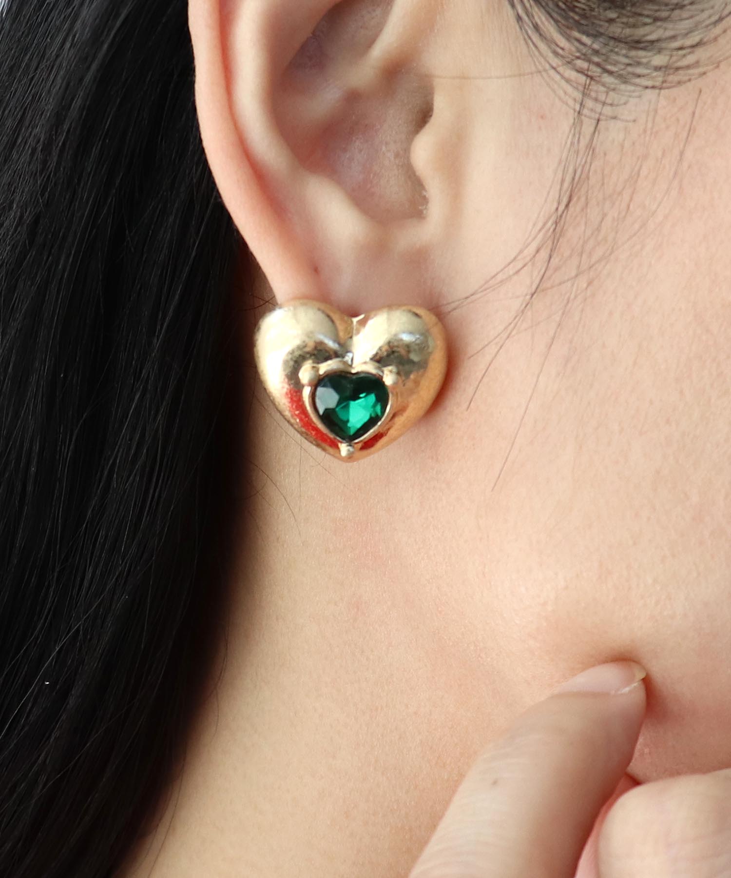 カラーストーンハートピアス