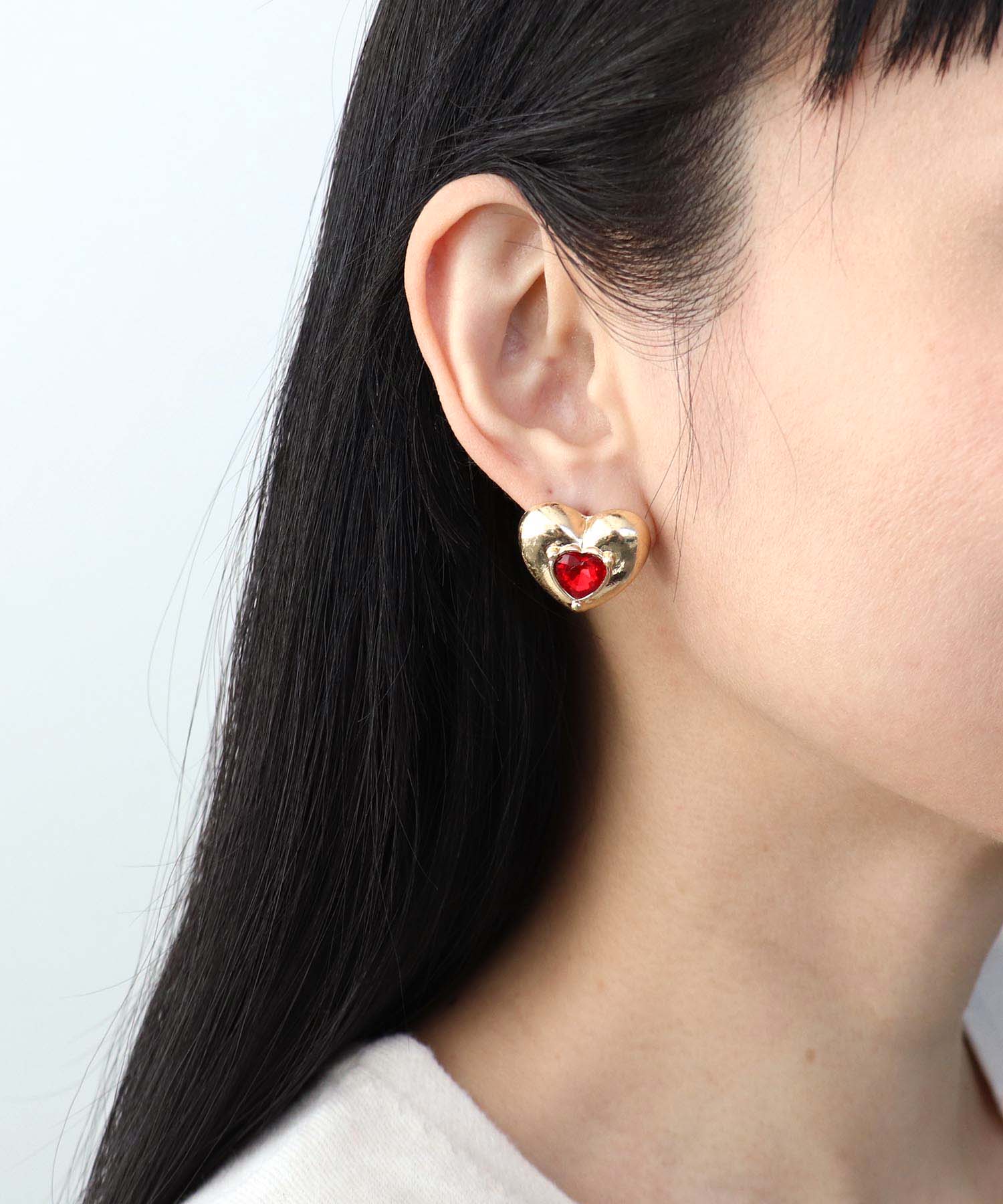 カラーストーンハートピアス