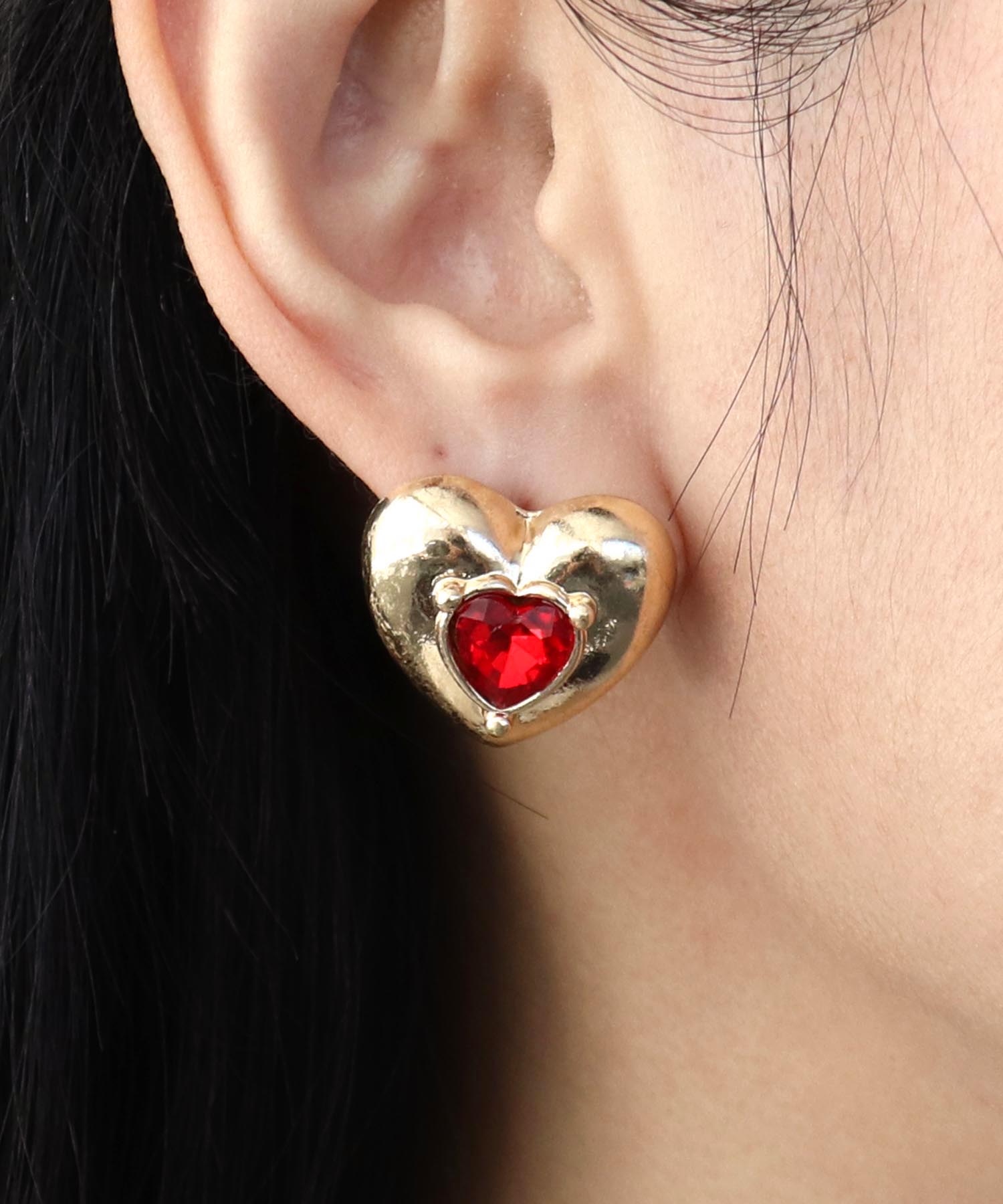 カラーストーンハートピアス