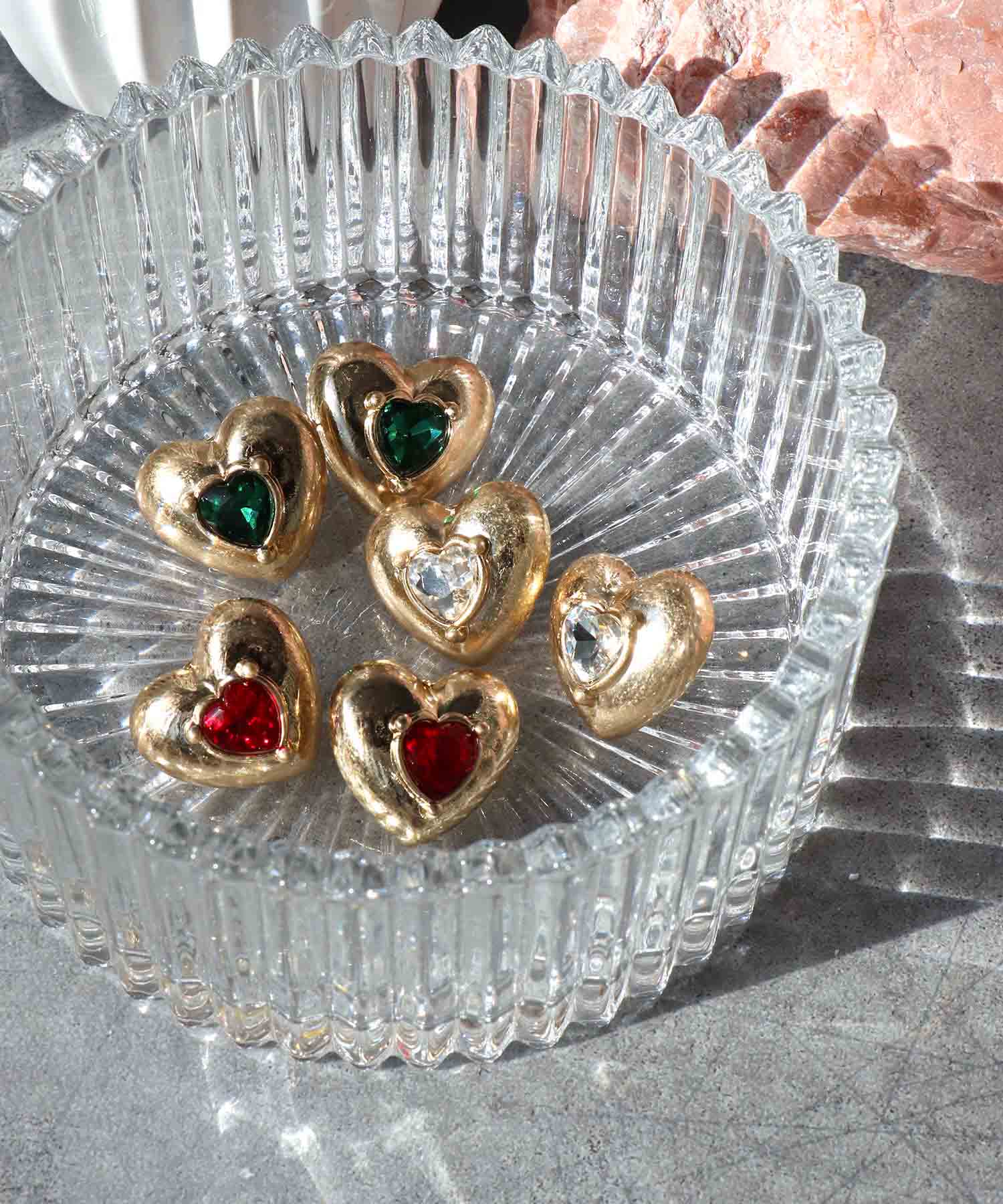 カラーストーンハートピアス