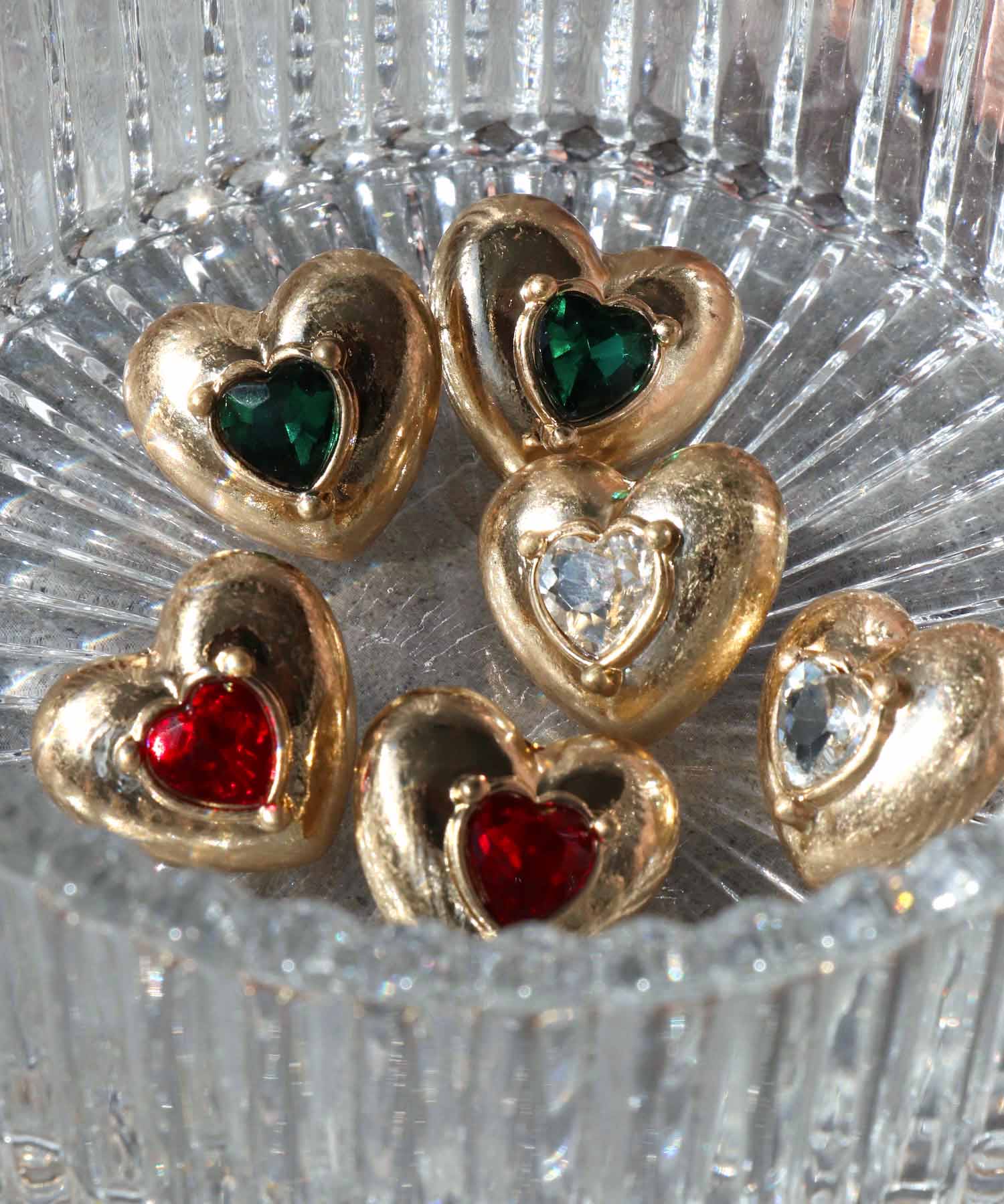 カラーストーンハートピアス