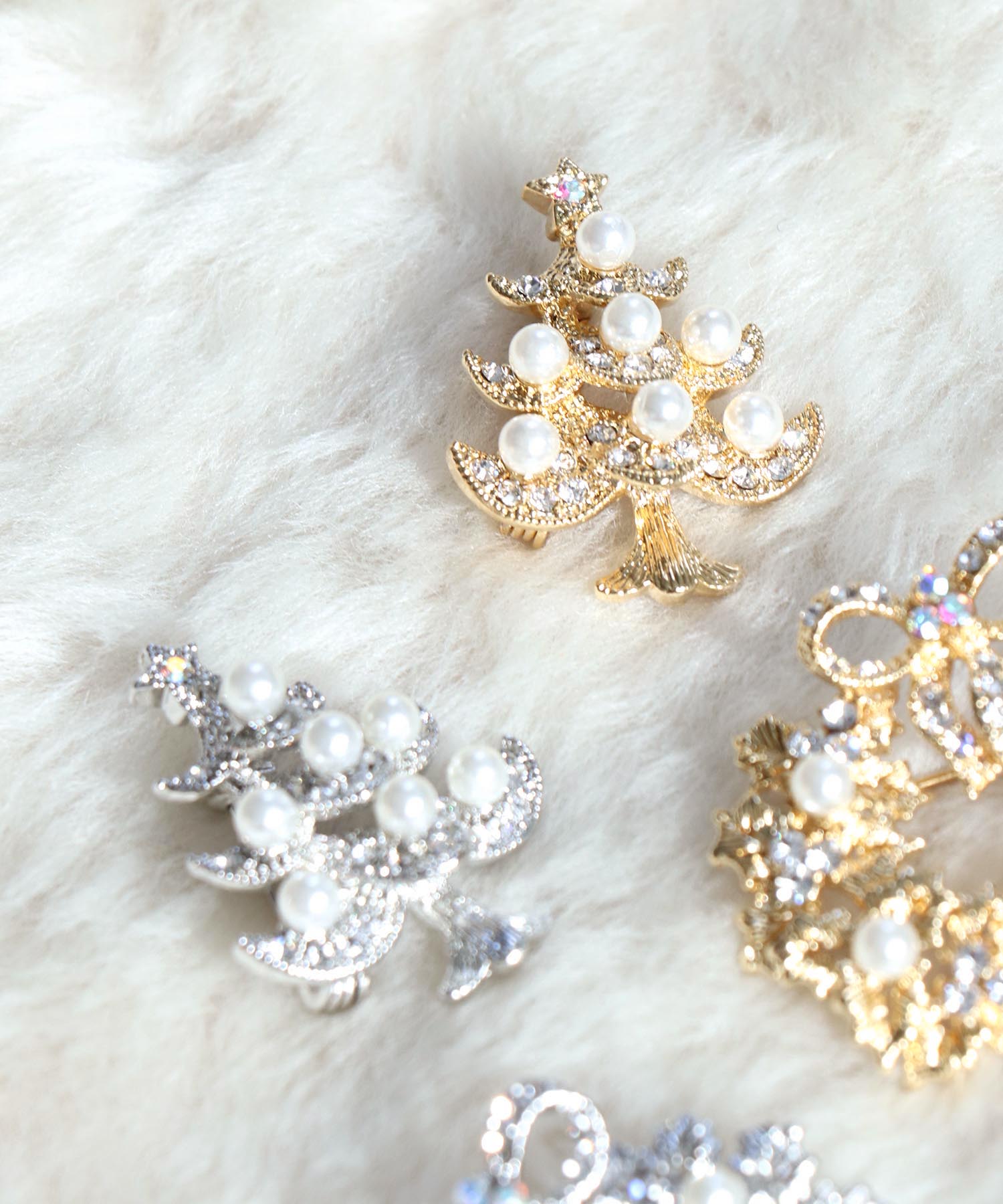 パールクリスマスツリーブローチ