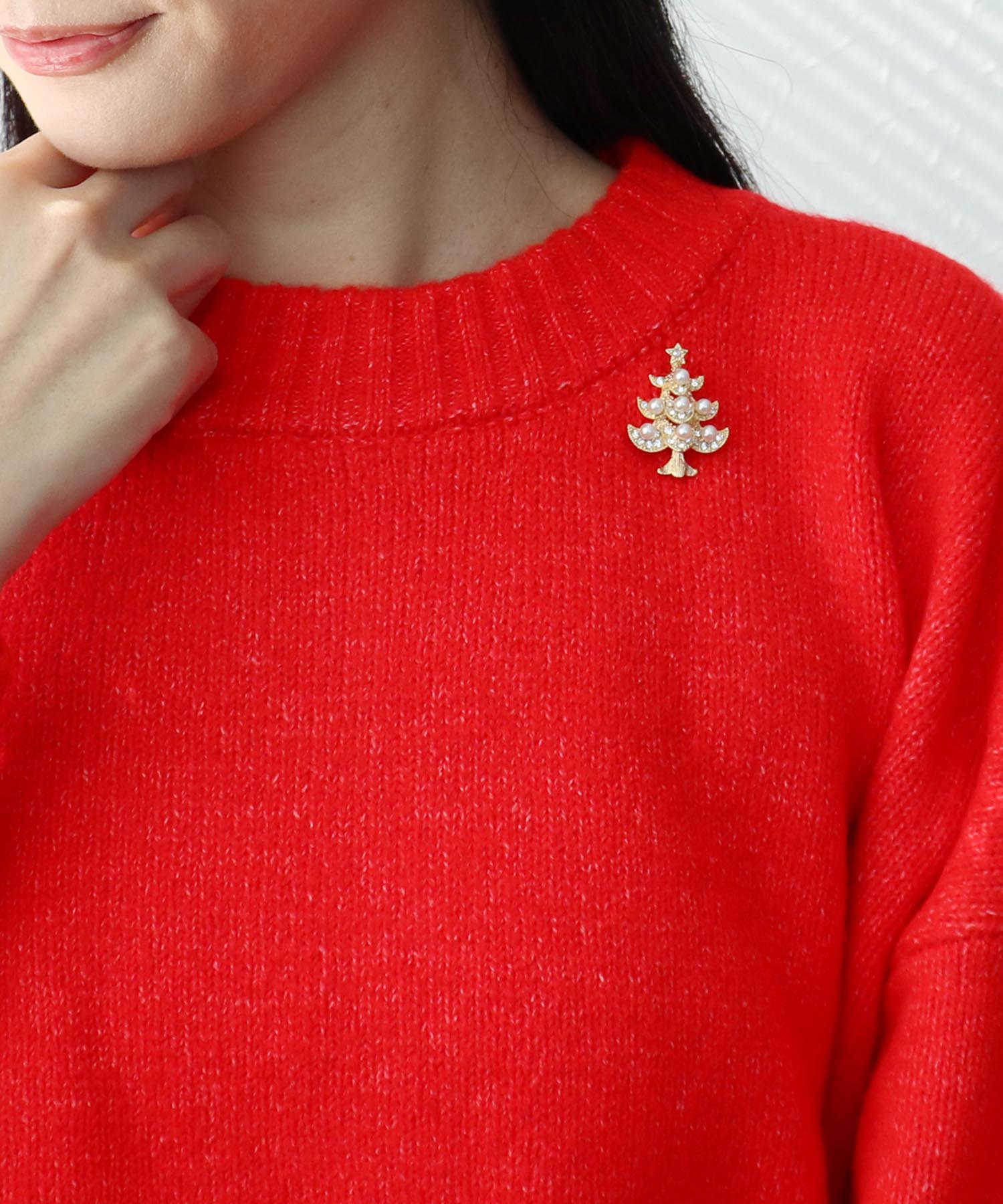 パールクリスマスツリーブローチ