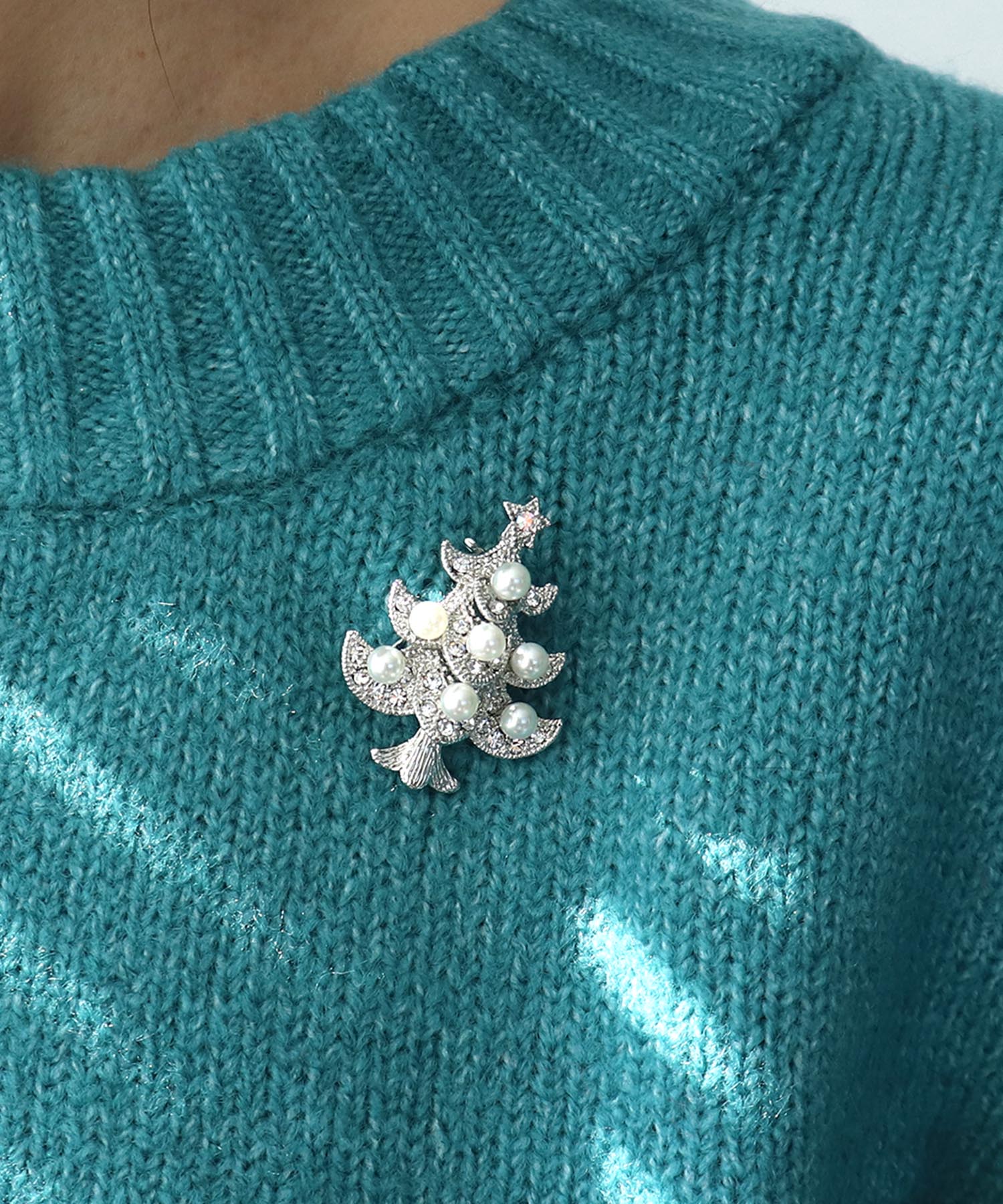 パールクリスマスツリーブローチ