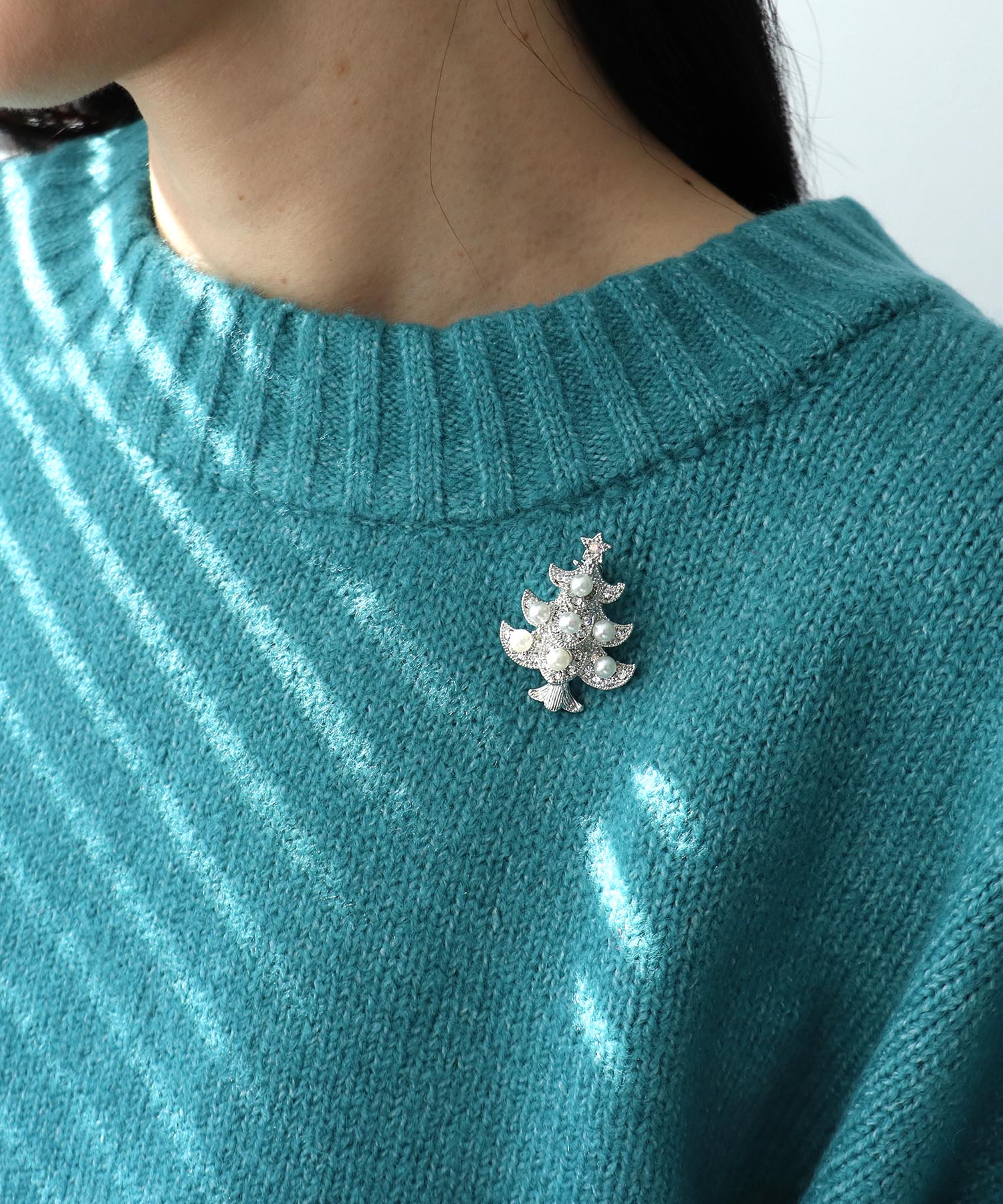 パールクリスマスツリーブローチ