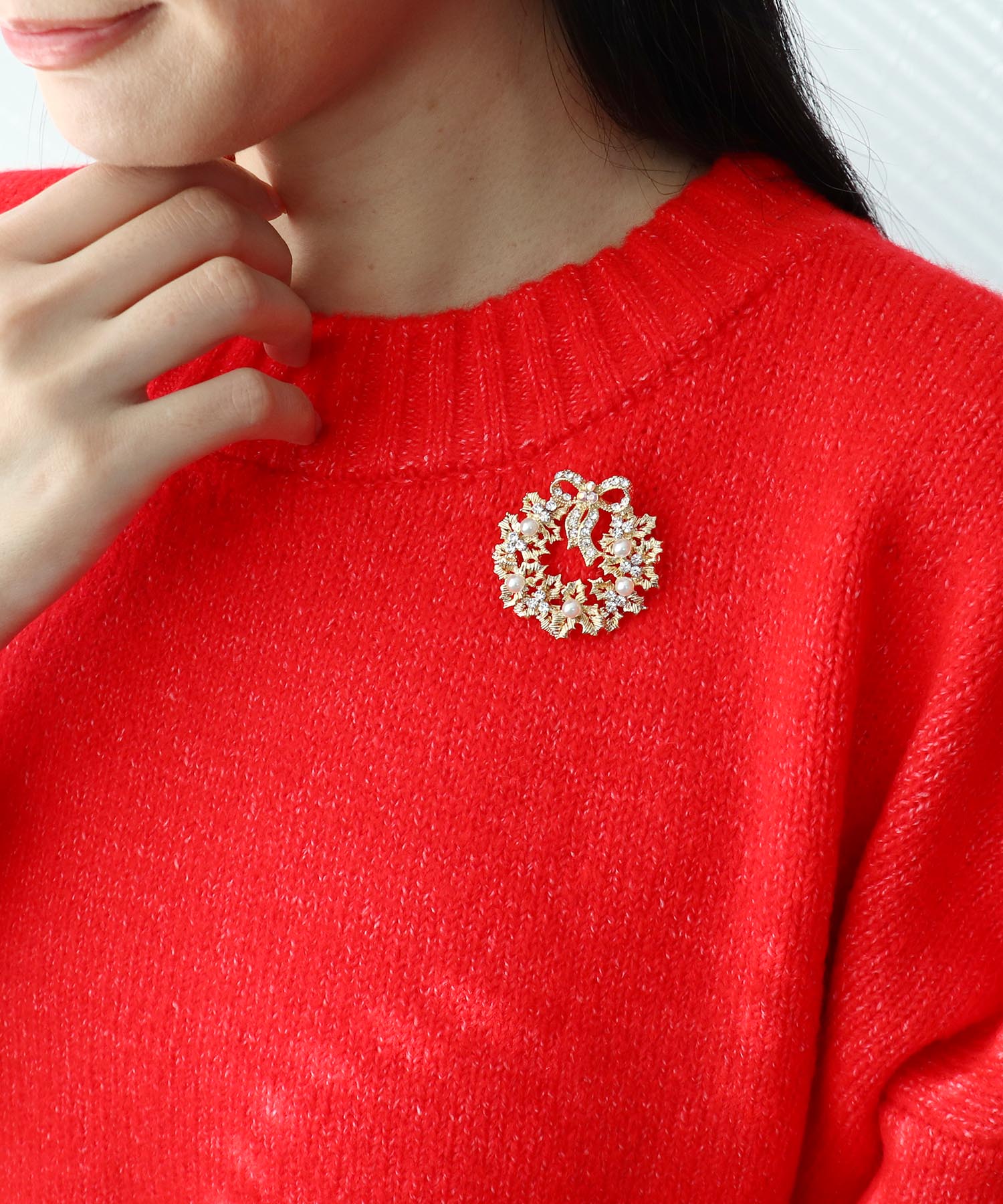 パールリースブローチ