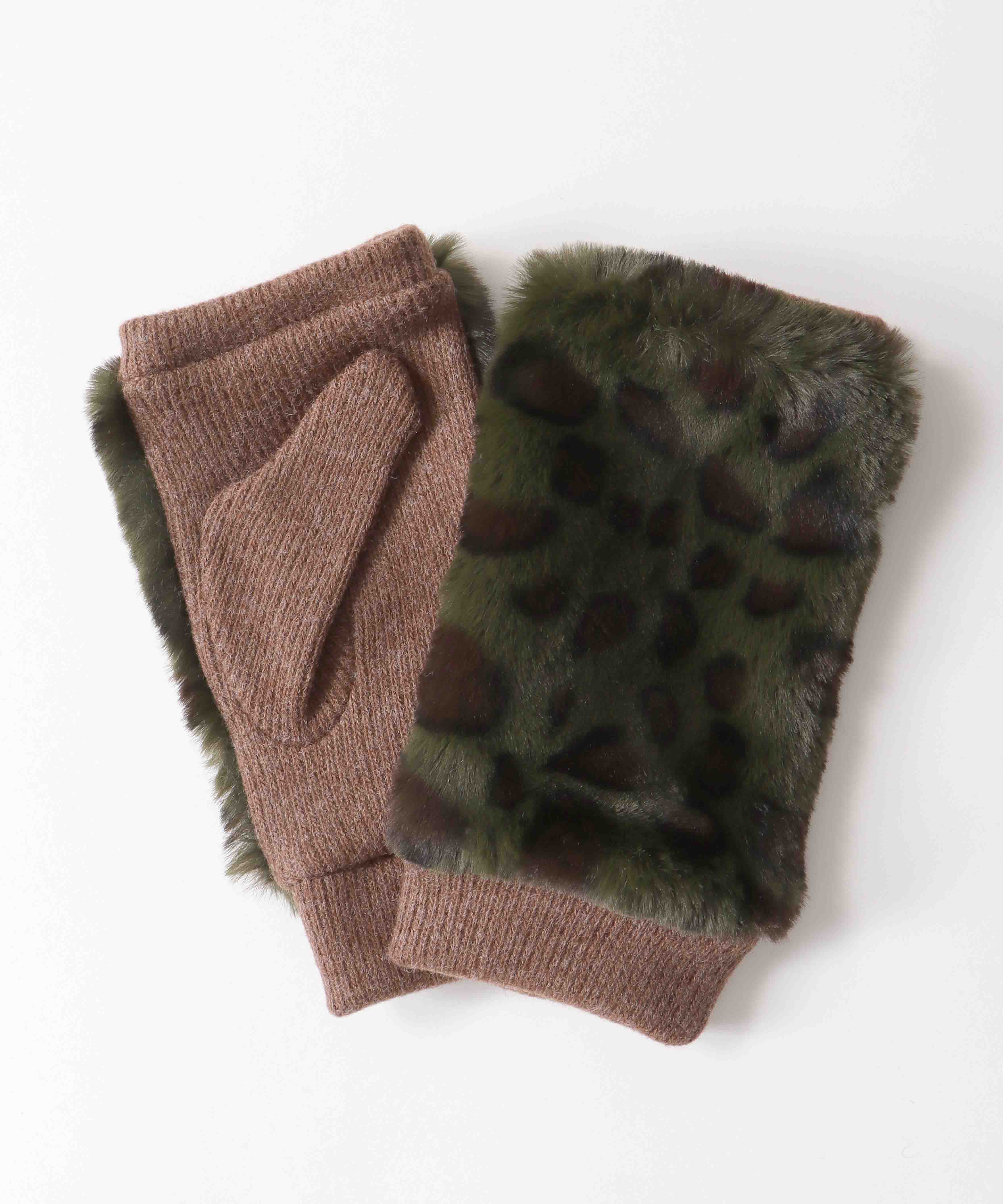 ヒョウ柄指無しグローブ