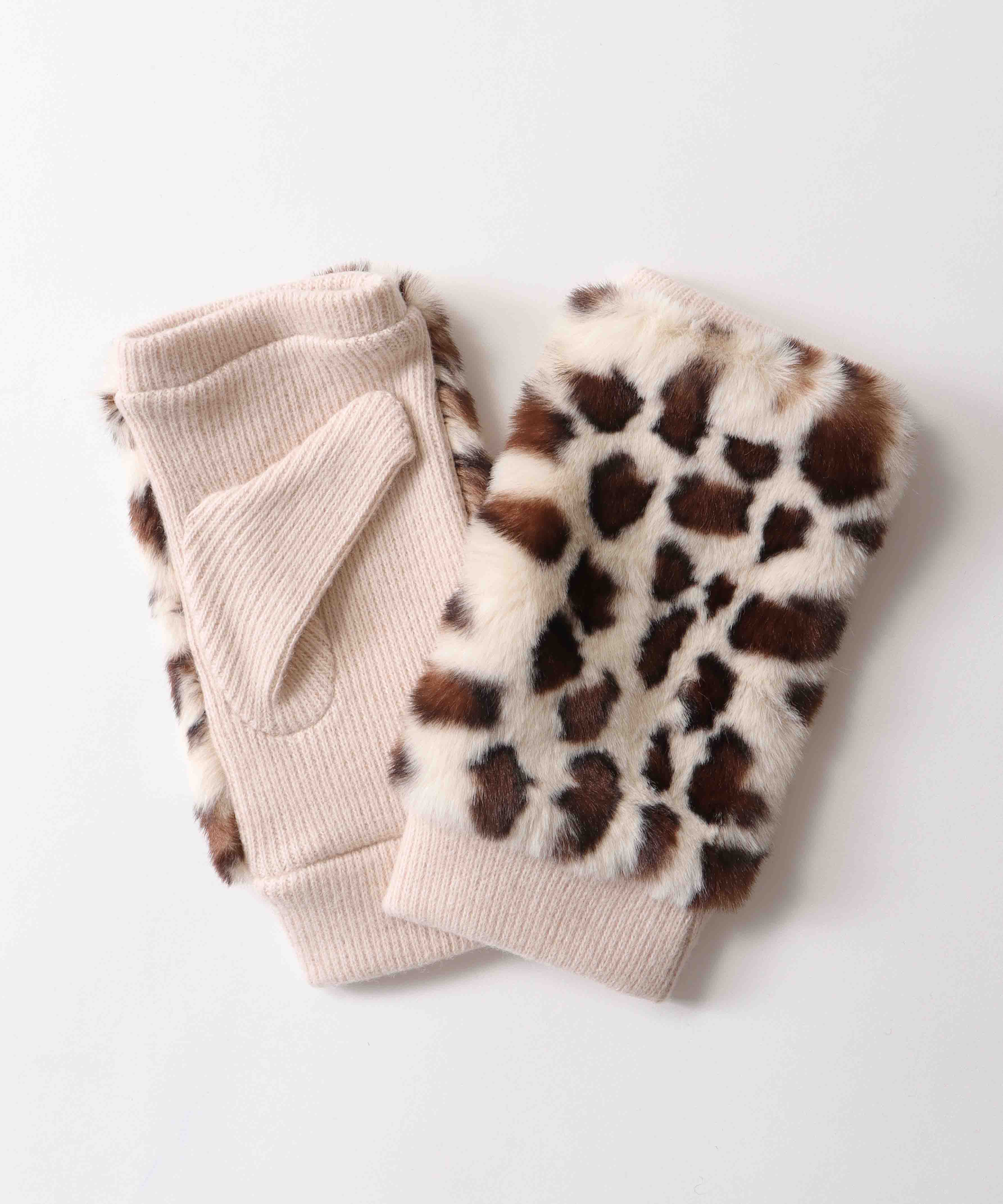 ヒョウ柄指無しグローブ