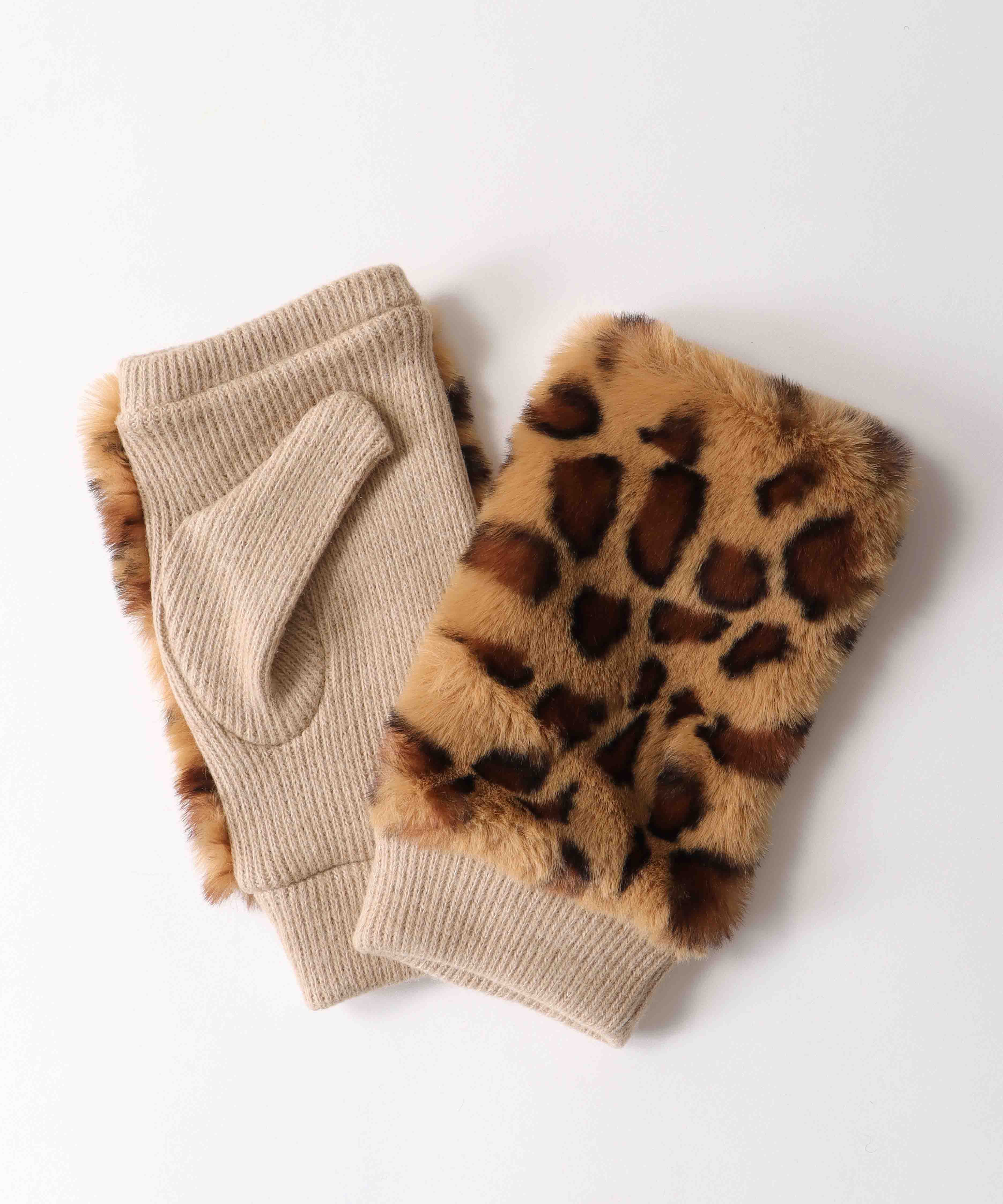ヒョウ柄指無しグローブ