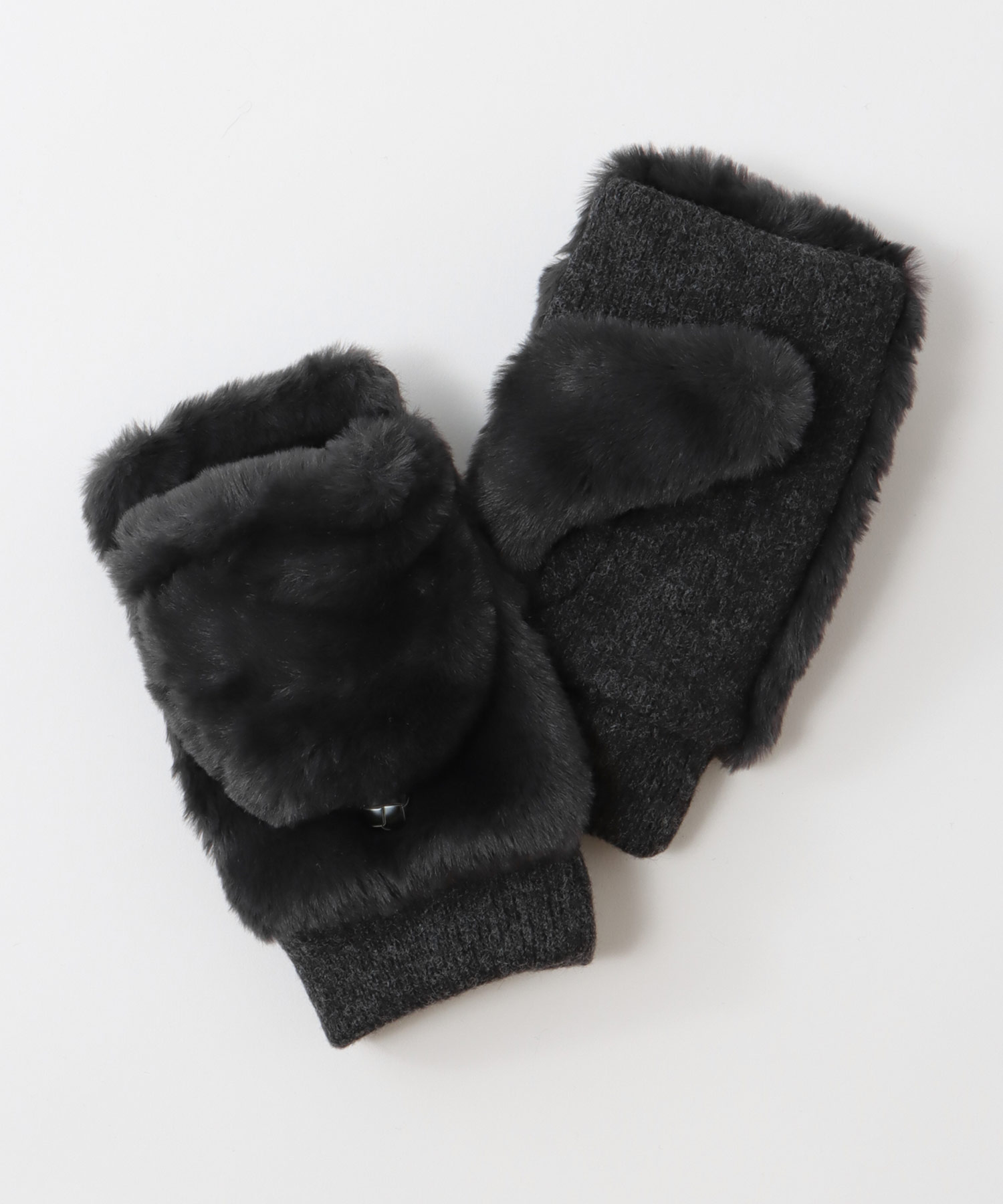 フェイクファー指無しミトン