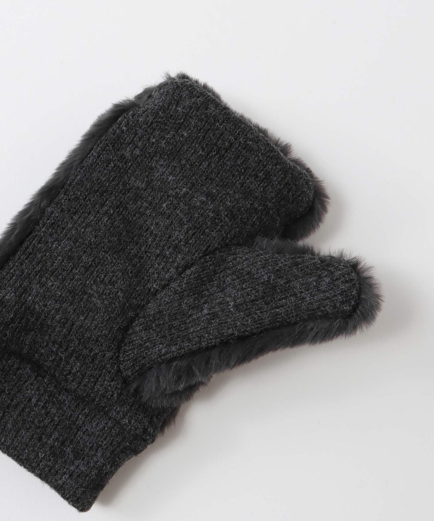 フェイクファー指無しミトン