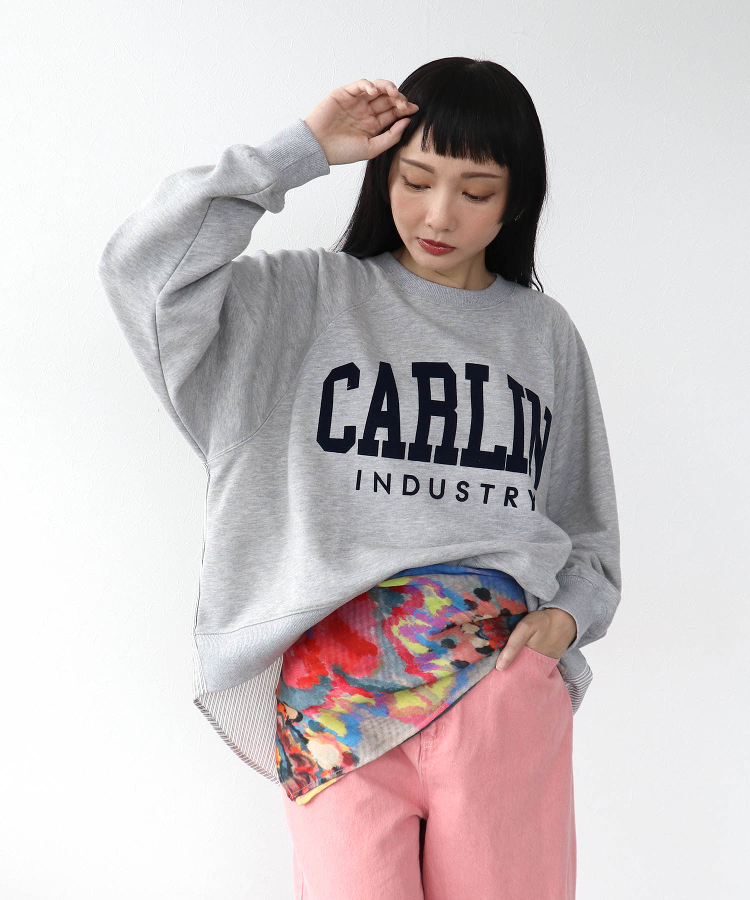ウールシルク大花プリントスカーフ