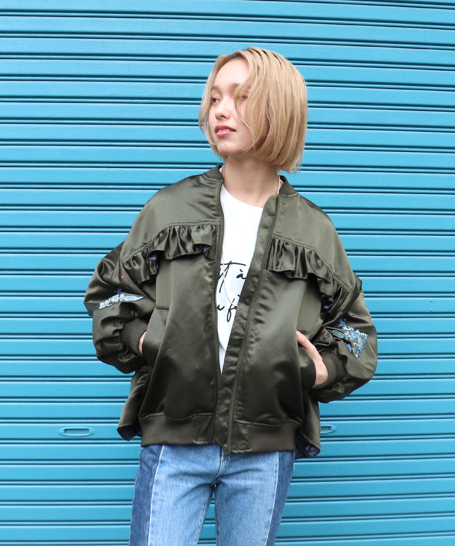 ＜一部店舗・WEB限定＞【tamaoworld】Embroidery jacket Swan