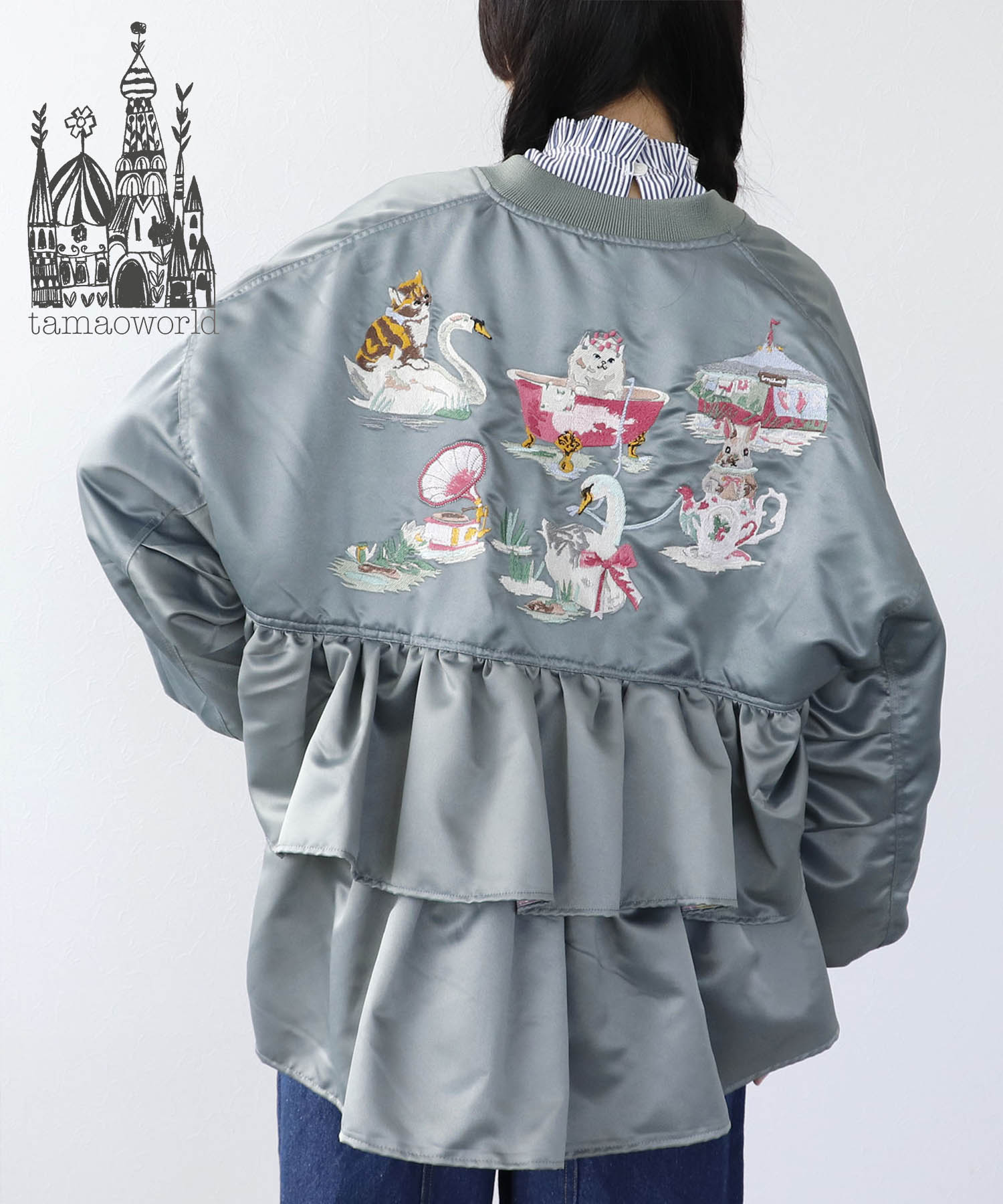 ＜一部店舗・WEB限定＞【tamaoworld】Embroidery jacket Swan