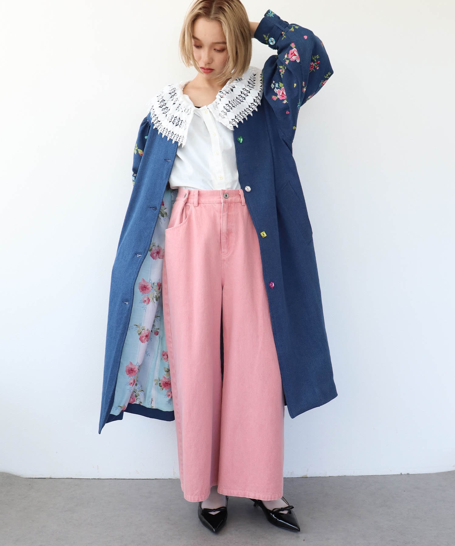 《 8/9(土)10:00～予約受付開始 》＜一部店舗・WEB限定＞【tamaoworld】Collarless embroidered coat