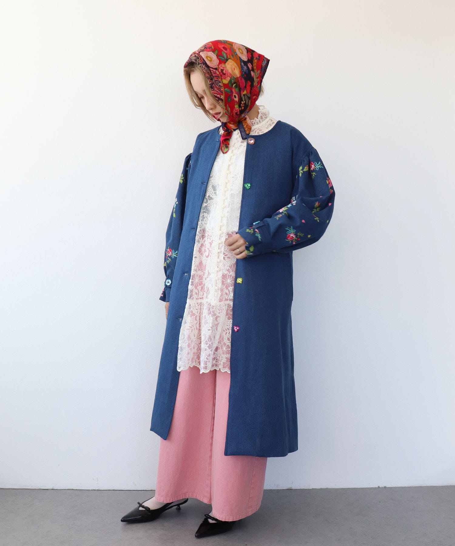 《 8/9(土)10:00～予約受付開始 》＜一部店舗・WEB限定＞【tamaoworld】Collarless embroidered coat