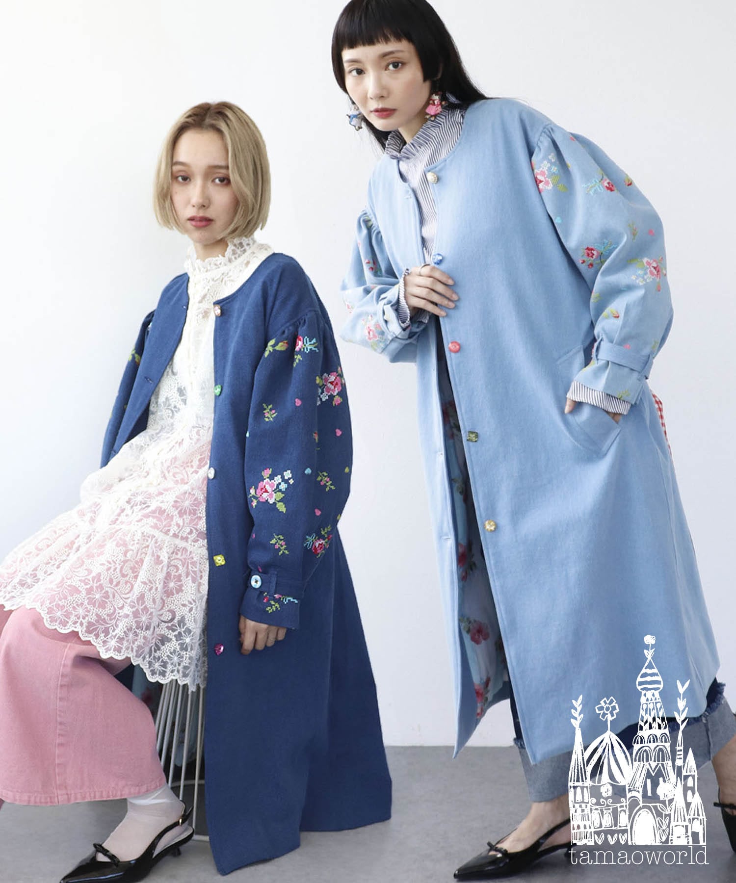 《予約受付～8/15(金)まで》＜一部店舗・WEB限定＞【tamaoworld】Collarless embroidered coat