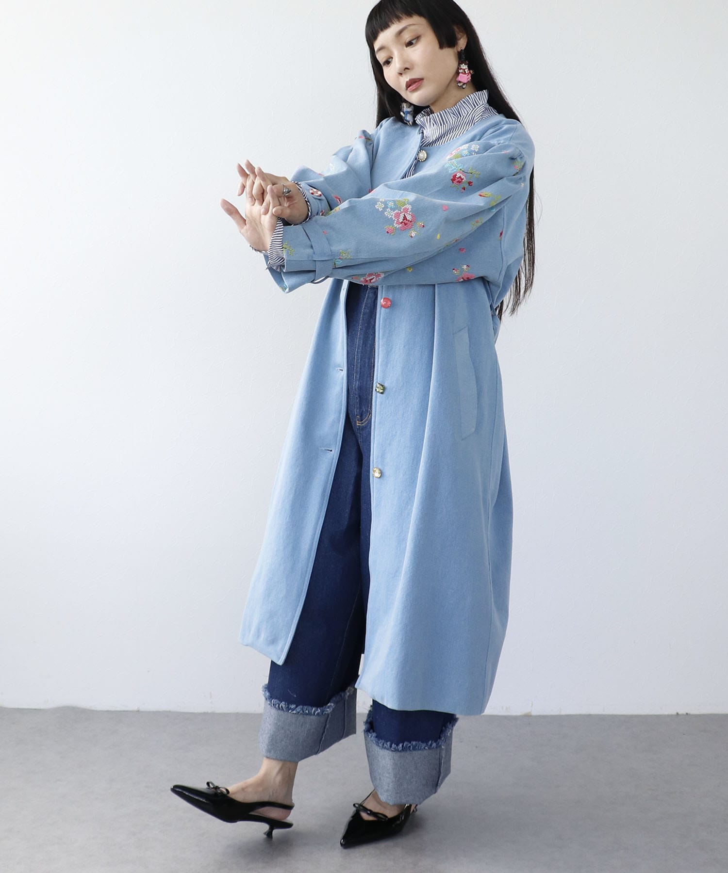 《 8/9(土)10:00～予約受付開始 》＜一部店舗・WEB限定＞【tamaoworld】Collarless embroidered coat