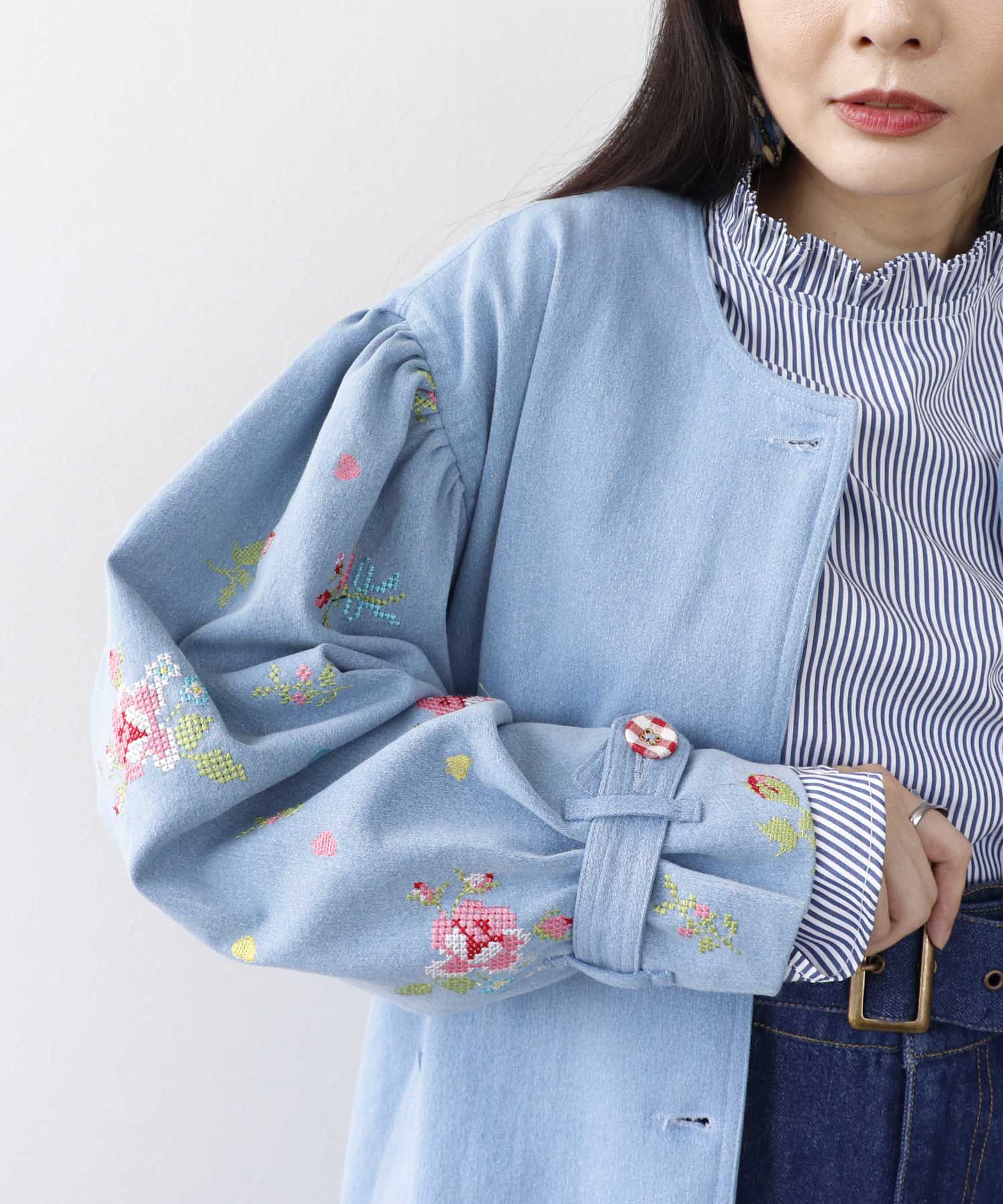 《 8/9(土)10:00～予約受付開始 》＜一部店舗・WEB限定＞【tamaoworld】Collarless embroidered coat