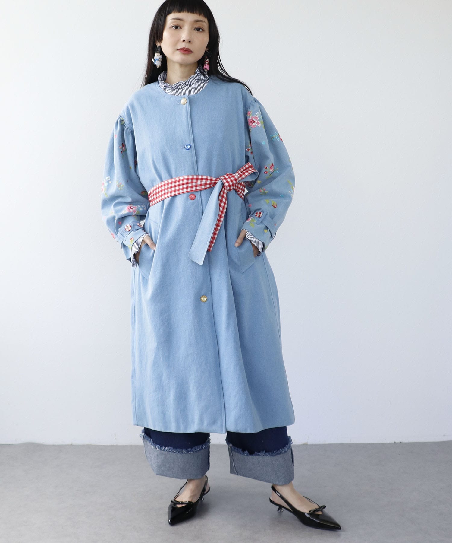 《 8/9(土)10:00～予約受付開始 》＜一部店舗・WEB限定＞【tamaoworld】Collarless embroidered coat