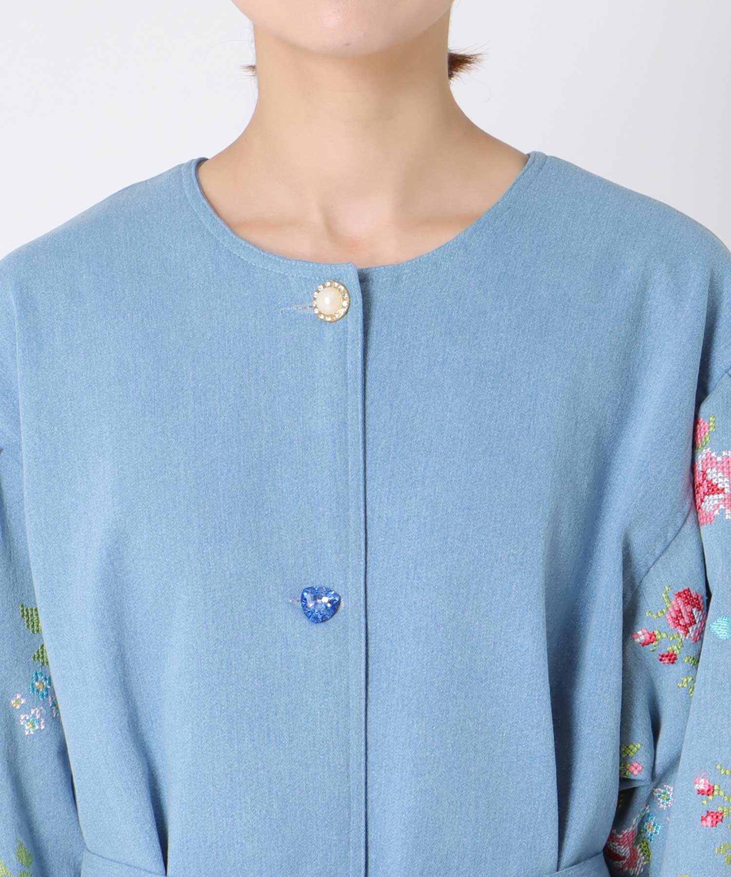 《 8/9(土)10:00～予約受付開始 》＜一部店舗・WEB限定＞【tamaoworld】Collarless embroidered coat