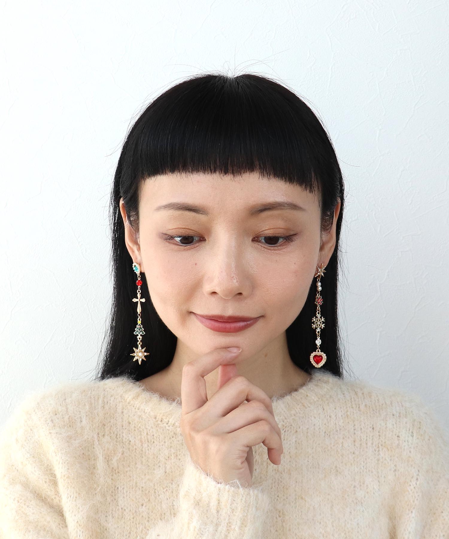 Christmasチャームピアス