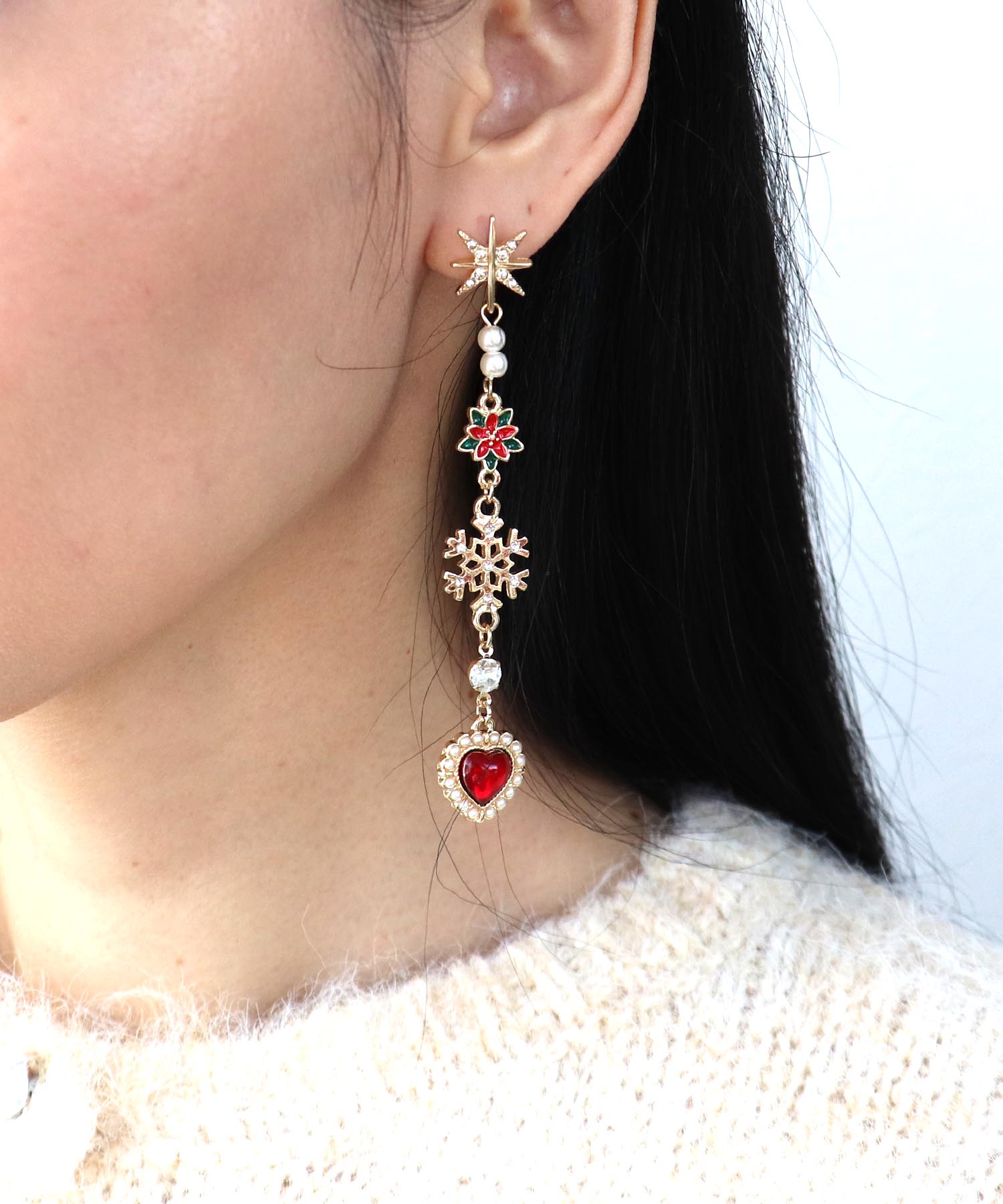 Christmasチャームピアス