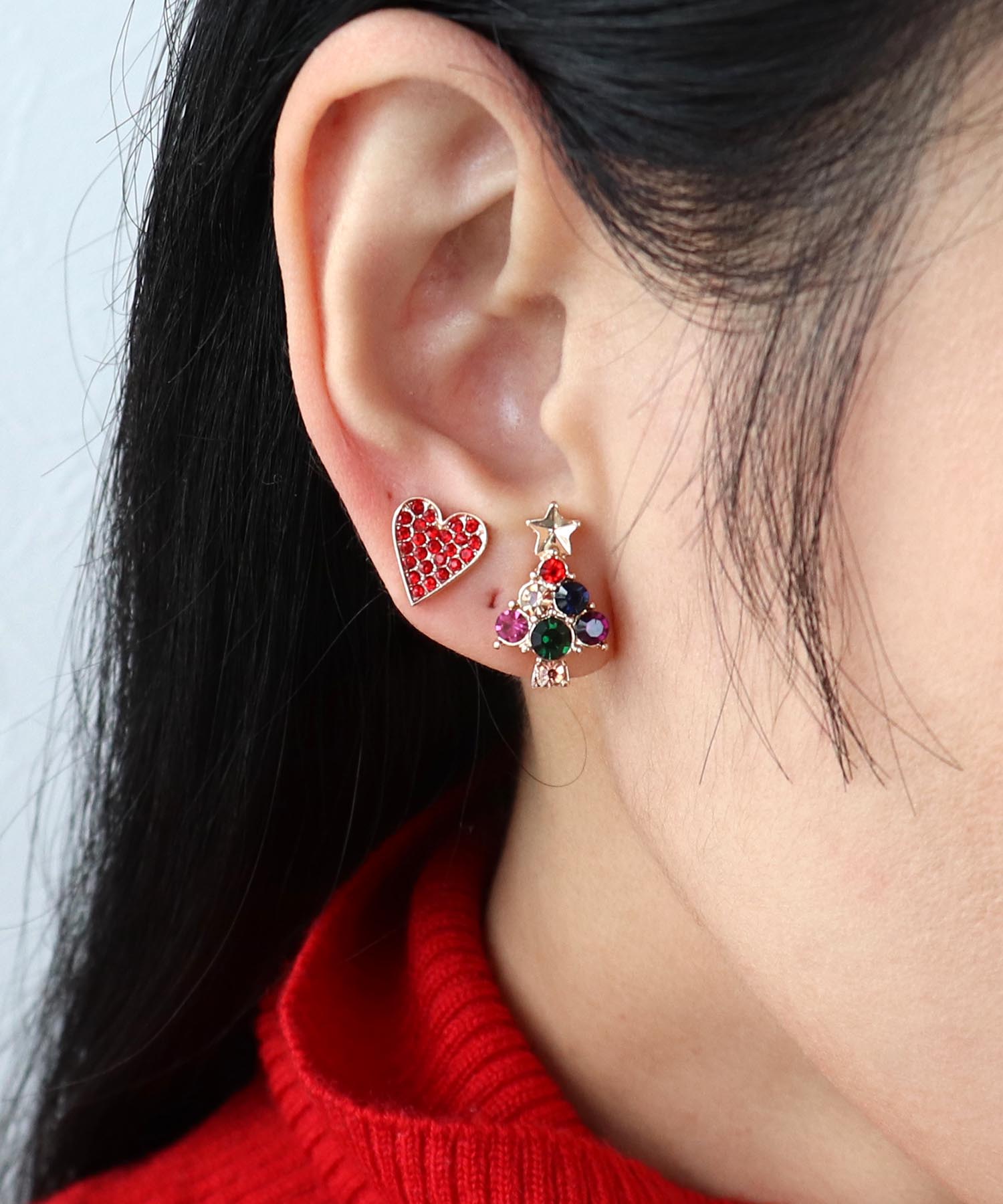 クリスマスアシメピアス