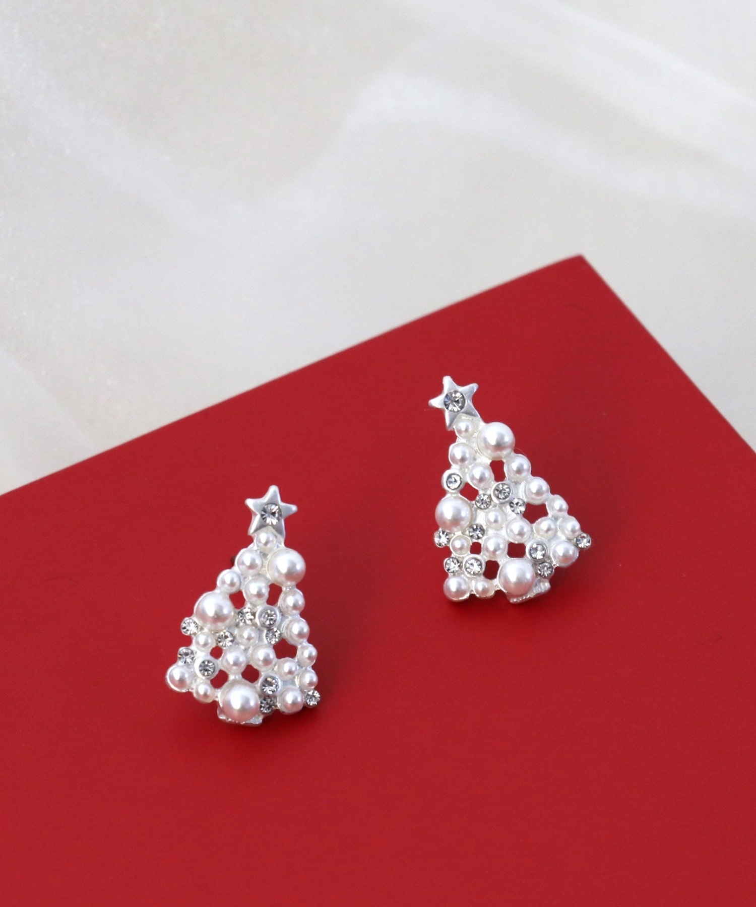 パールクリスマスツリーピアス