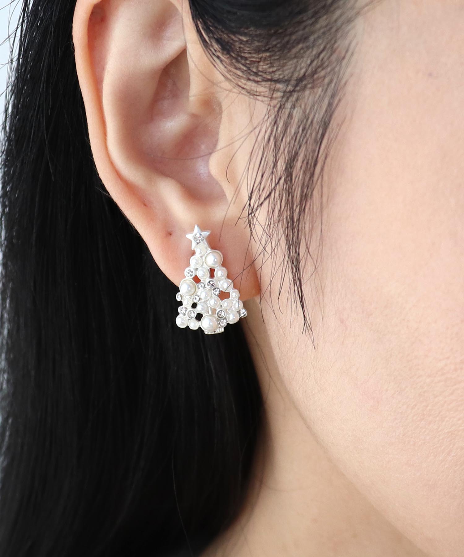 パールクリスマスツリーピアス