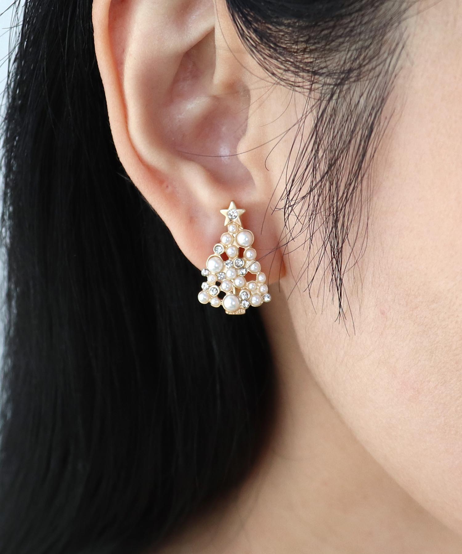 パールクリスマスツリーピアス