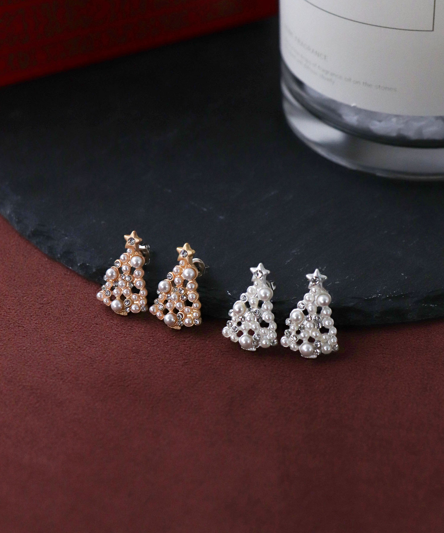 パールクリスマスツリーピアス