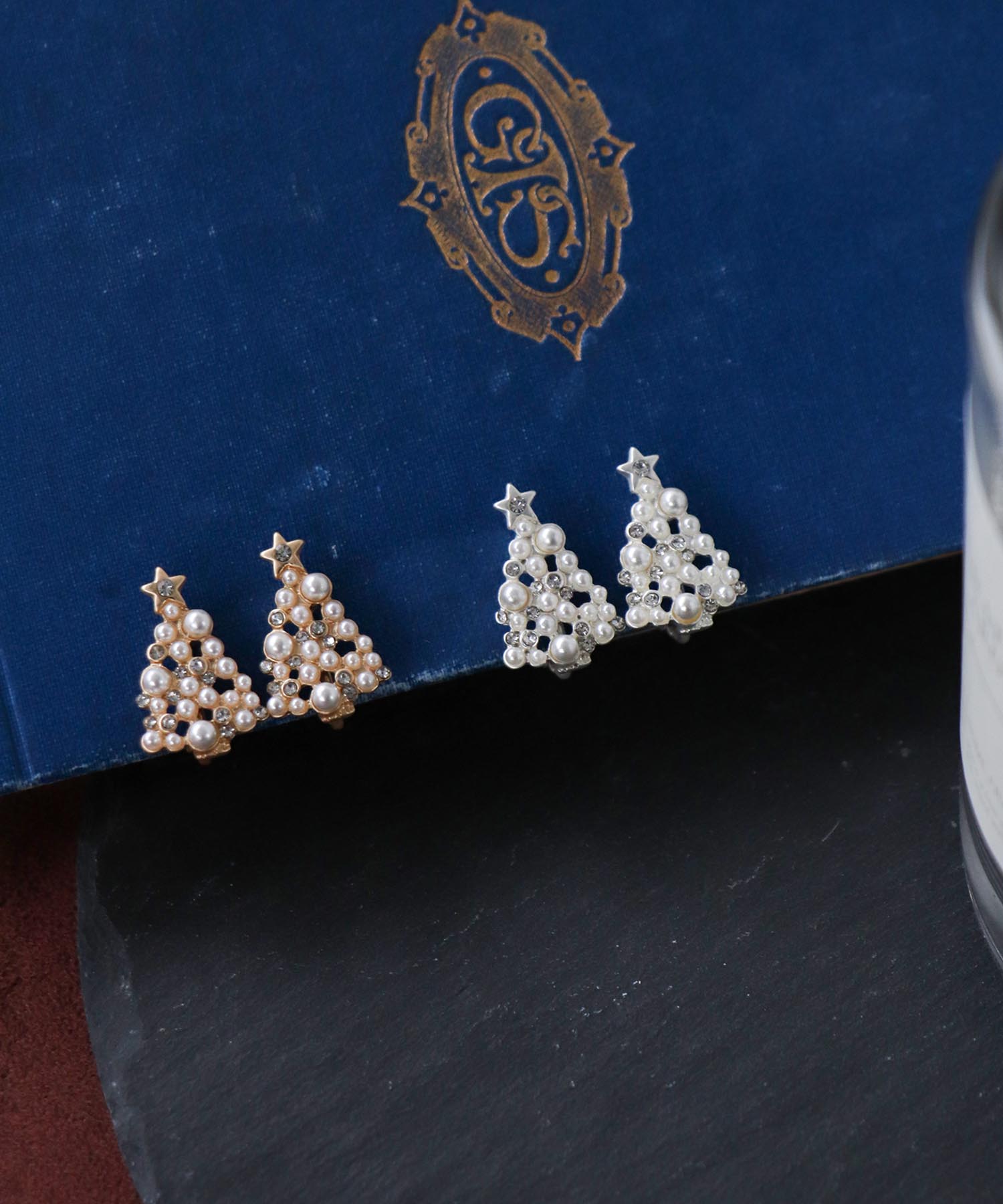 パールクリスマスツリーイヤリング