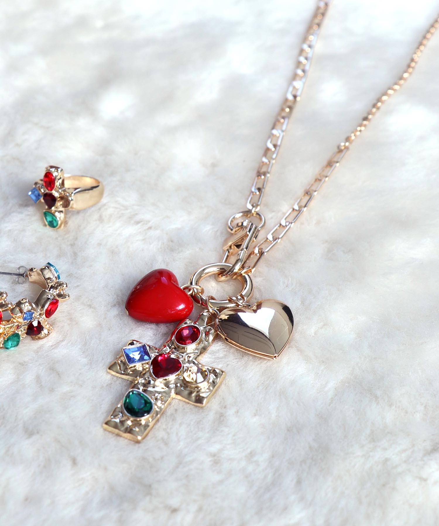 クロス×ハートネックレス