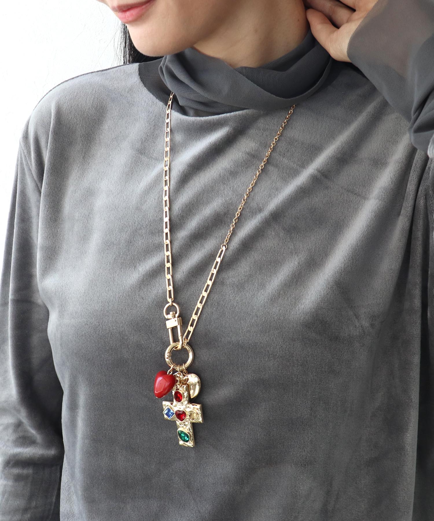 クロス×ハートネックレス