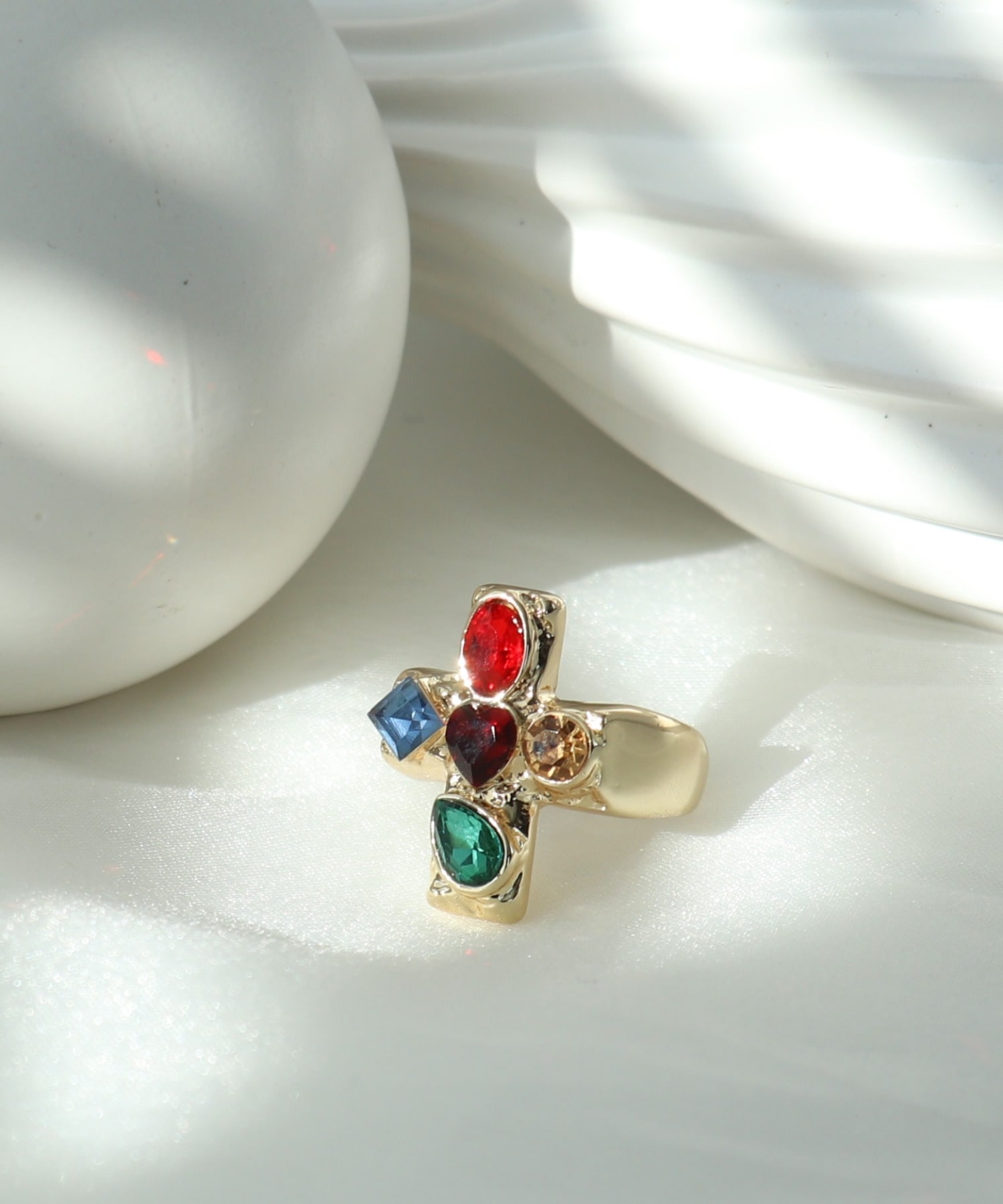 マルチストーンクロスリング#13