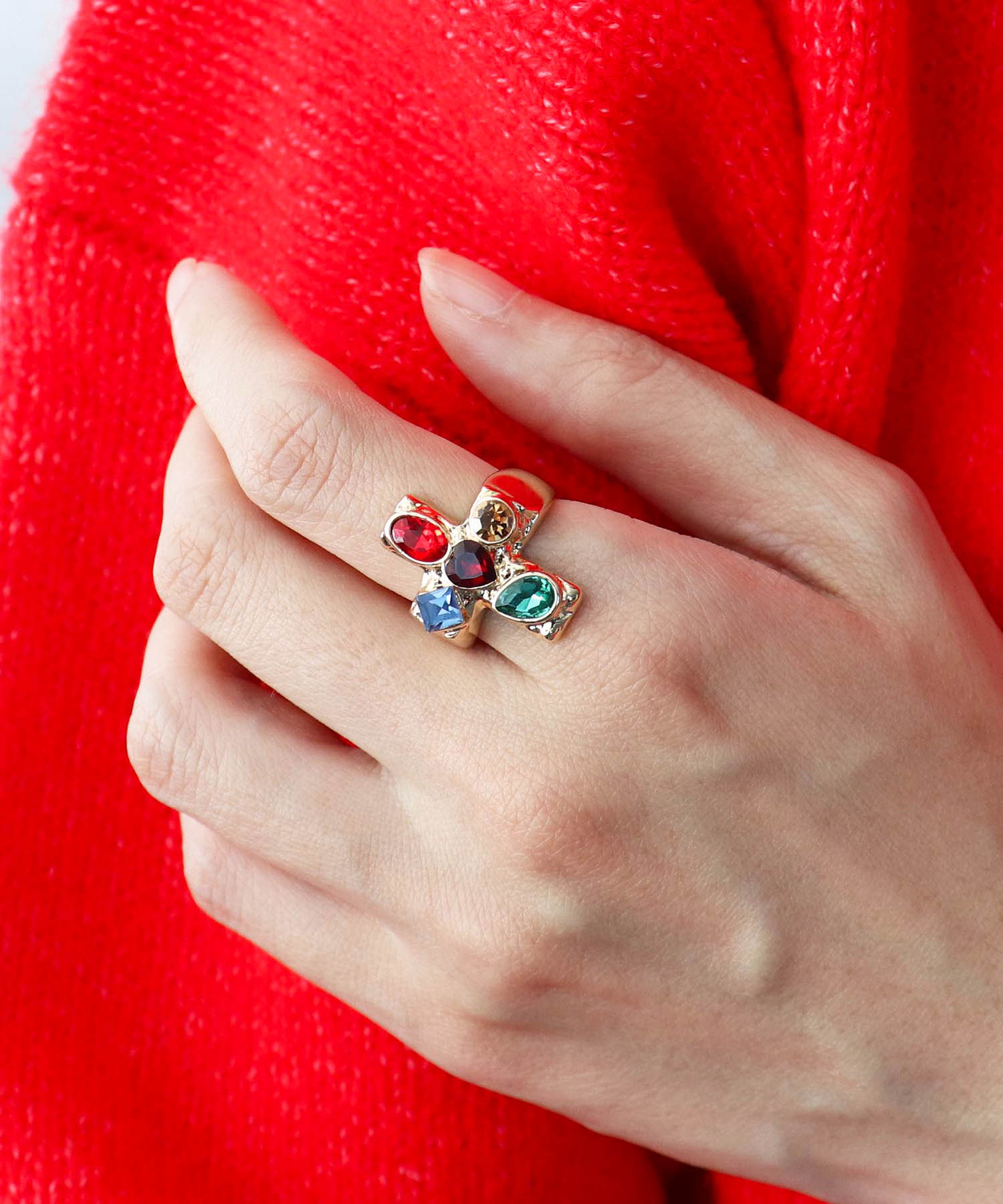 マルチストーンクロスリング#13