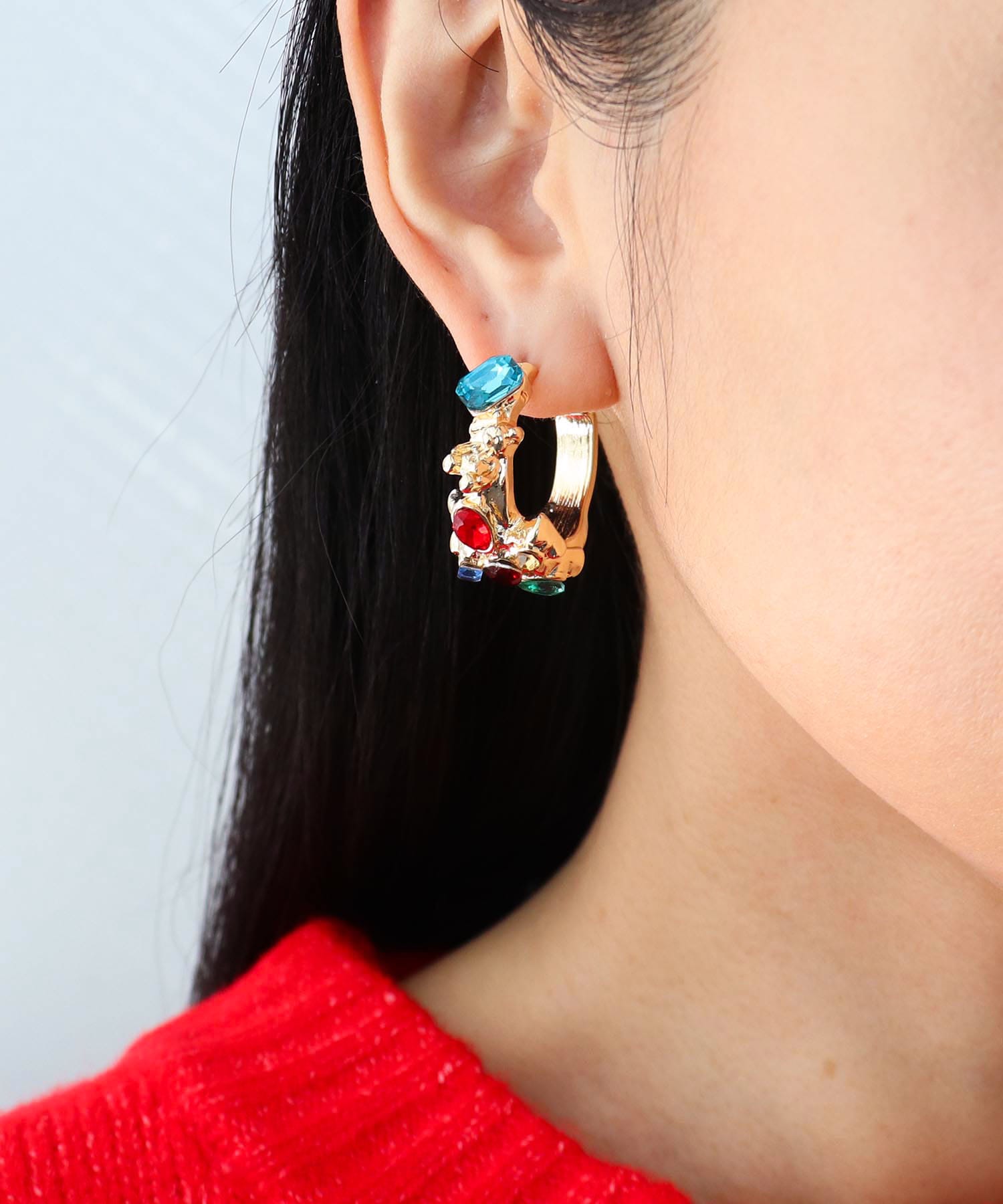 マルチストーンクロスピアス