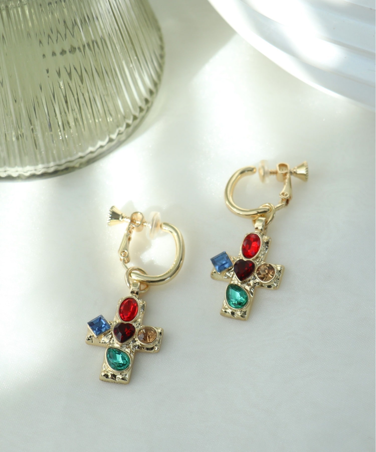 マルチストーンクロスイヤリング