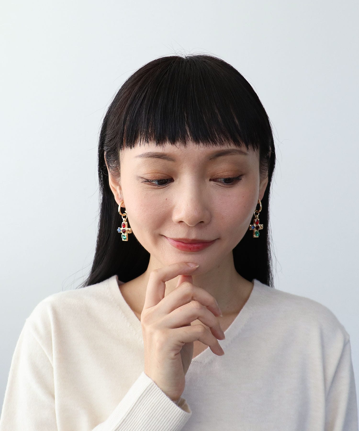 マルチストーンクロスイヤリング